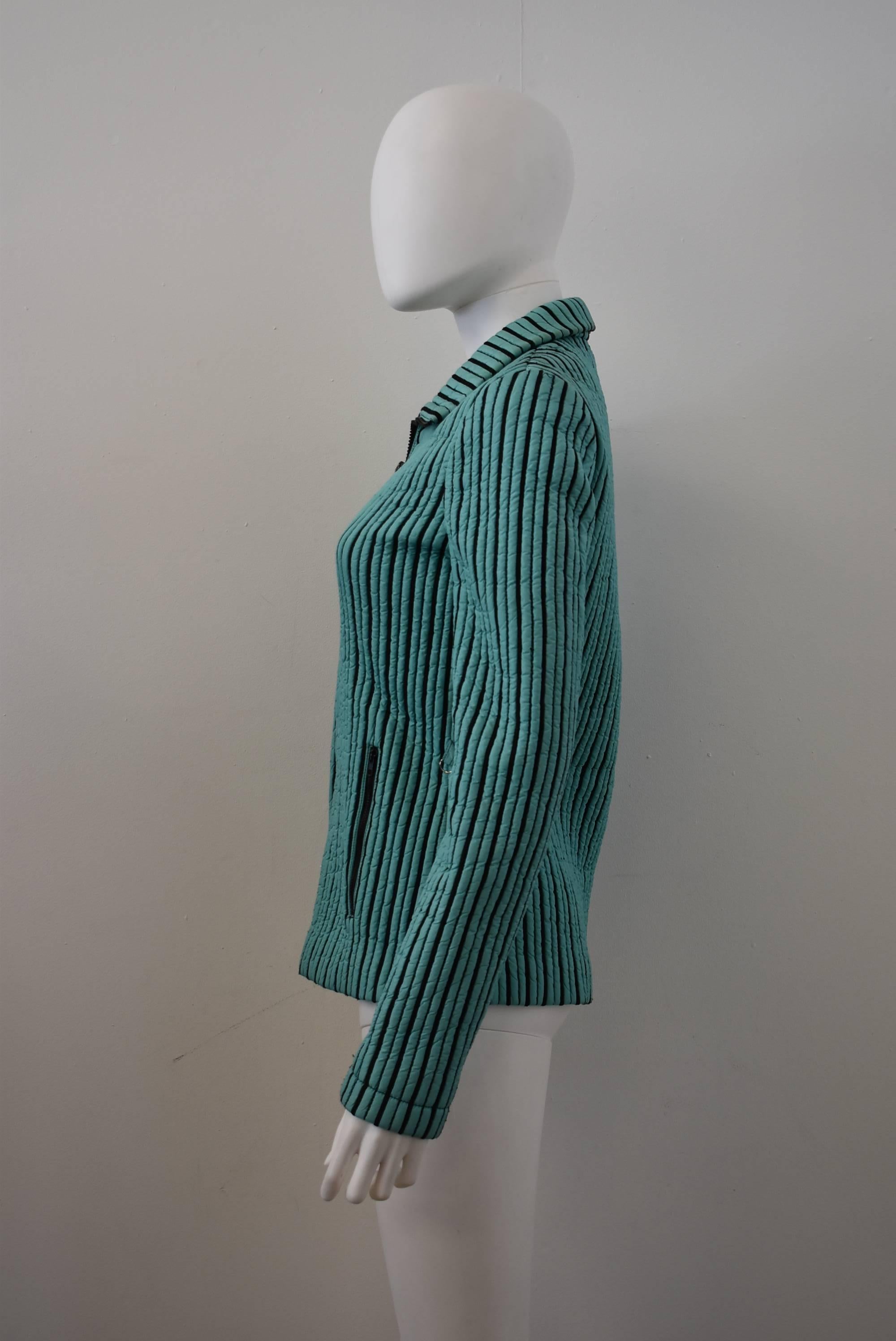 Green Missoni Quilted Turquoise and Black Stripe Sports Jacket