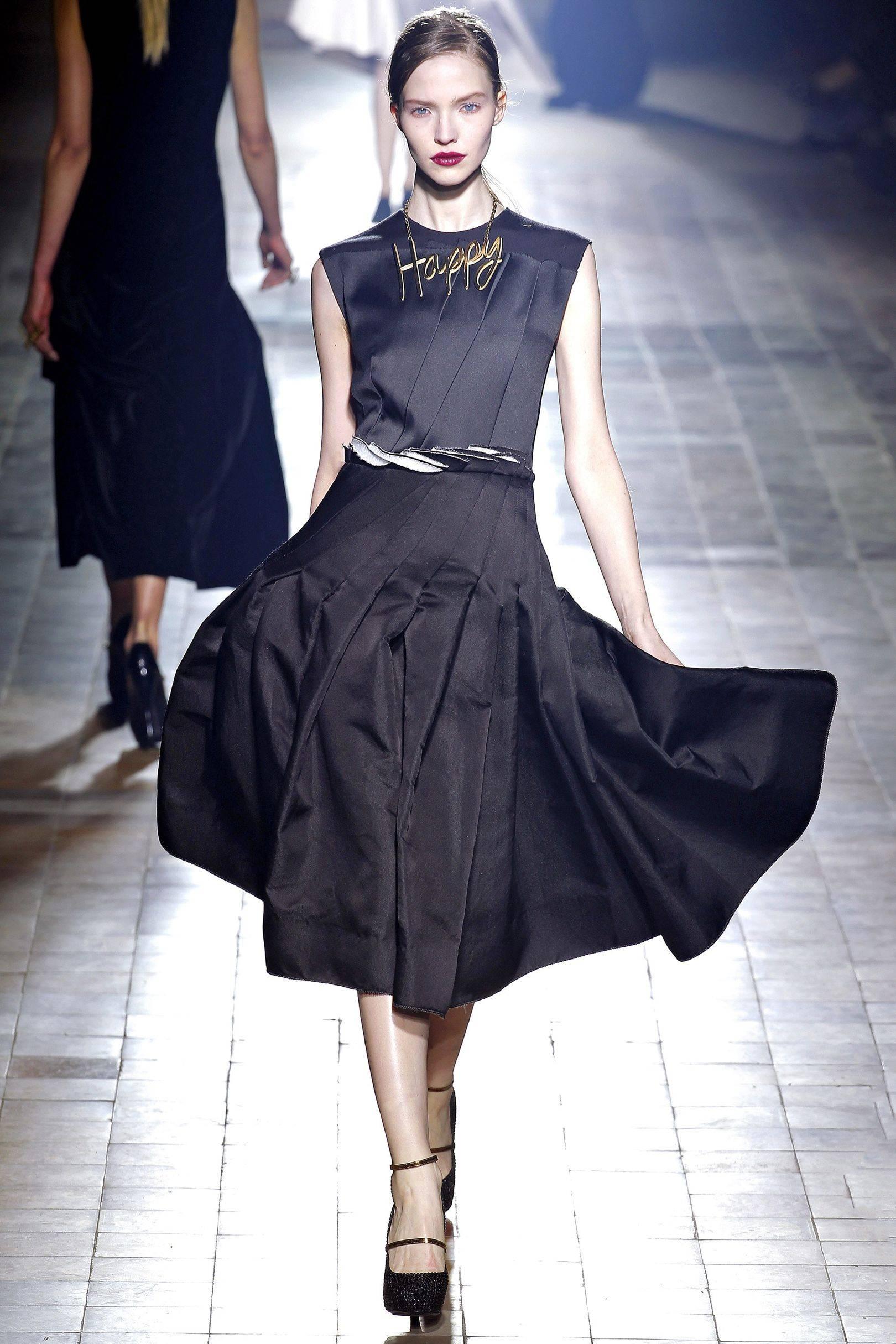 Lanvin Black Pleated Cocktail Dress A/W 2013 2