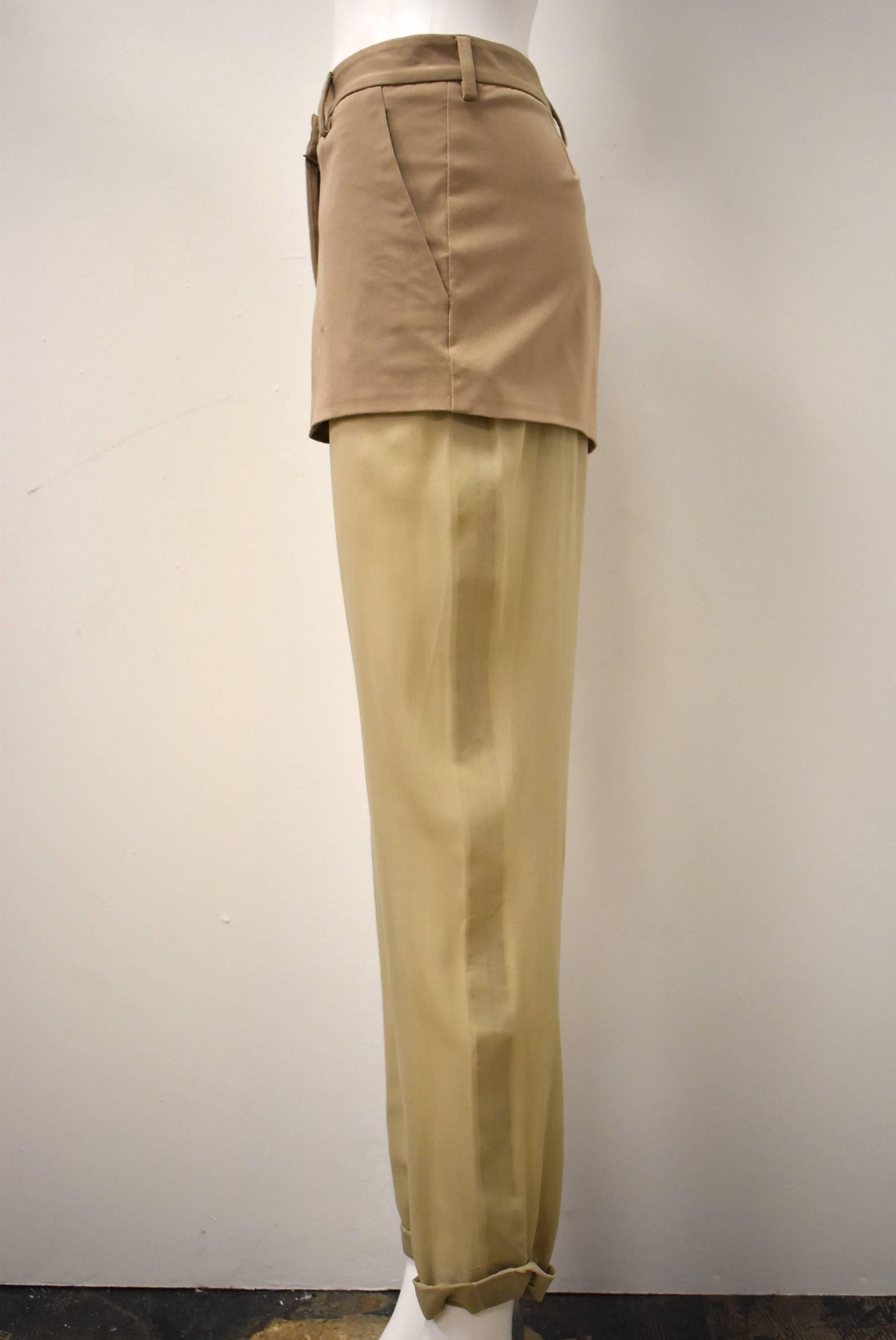Brown Maison Martin Margiela Trousers/Shorts with Sheer Details