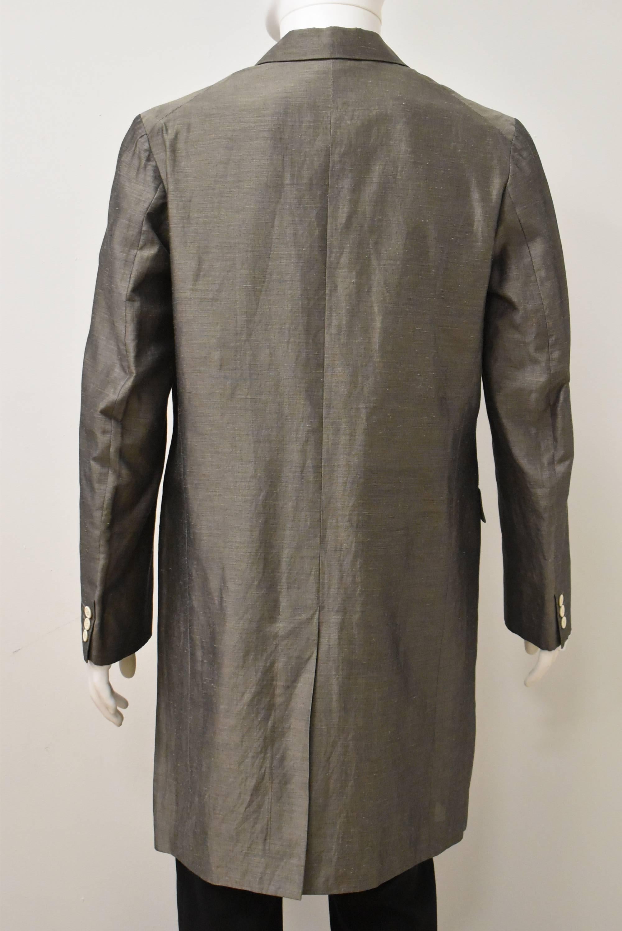 Comme des Garcons Homme Plus Grey Linen Blend Coat, 1997 In Excellent Condition For Sale In London, GB