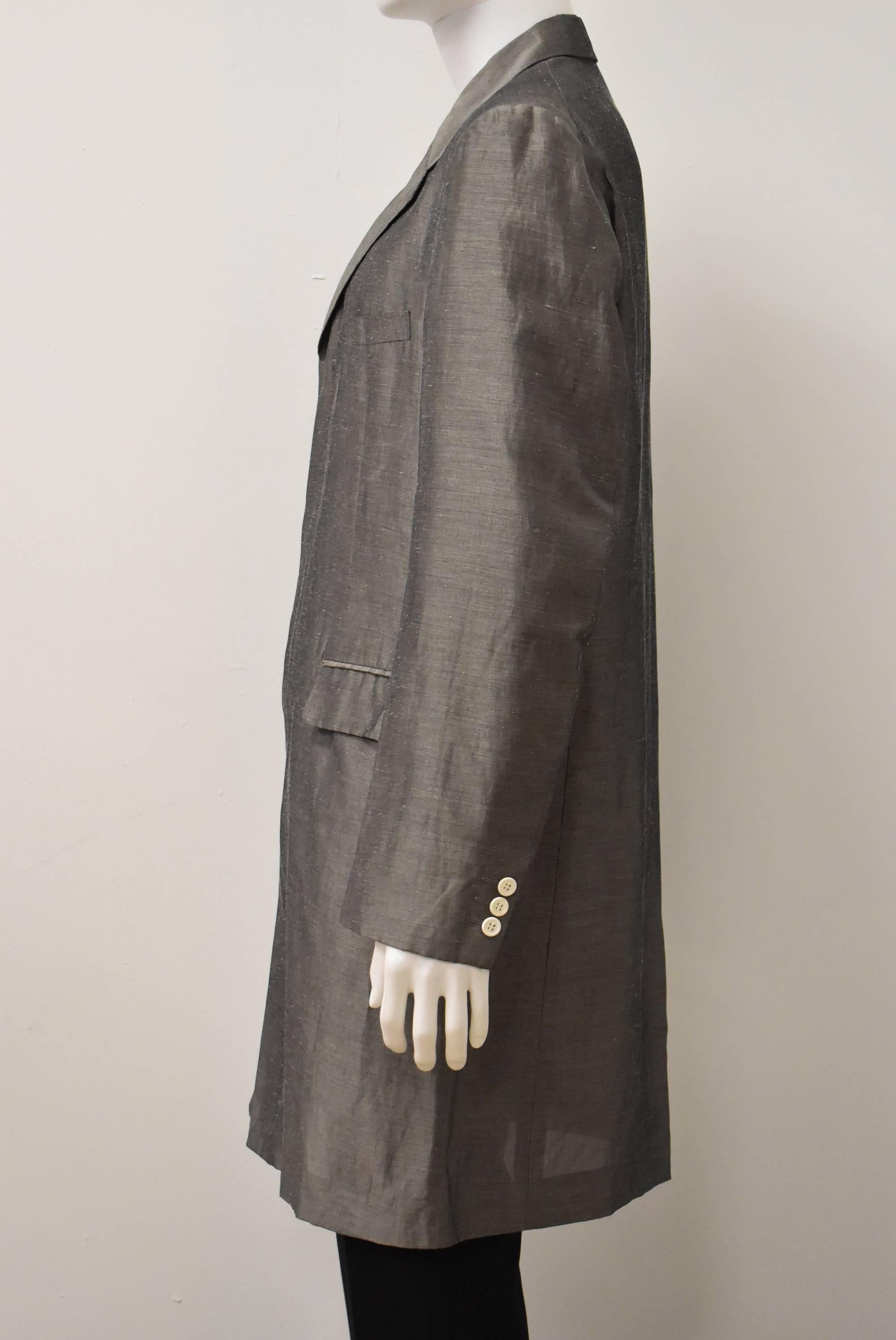 Gray Comme des Garcons Homme Plus Grey Linen Blend Coat, 1997 For Sale