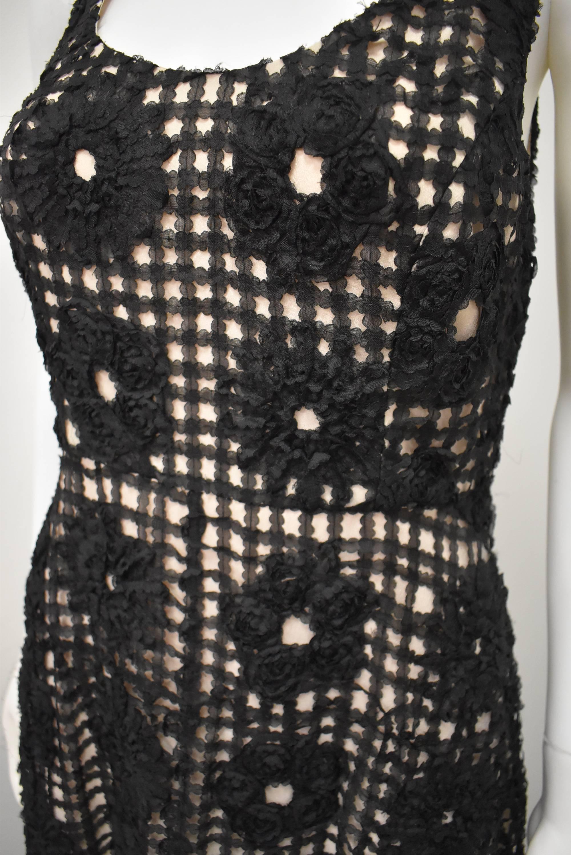 Leifsdottir Black and Cream Ribbon Layered Floral Floor-length Dress 2