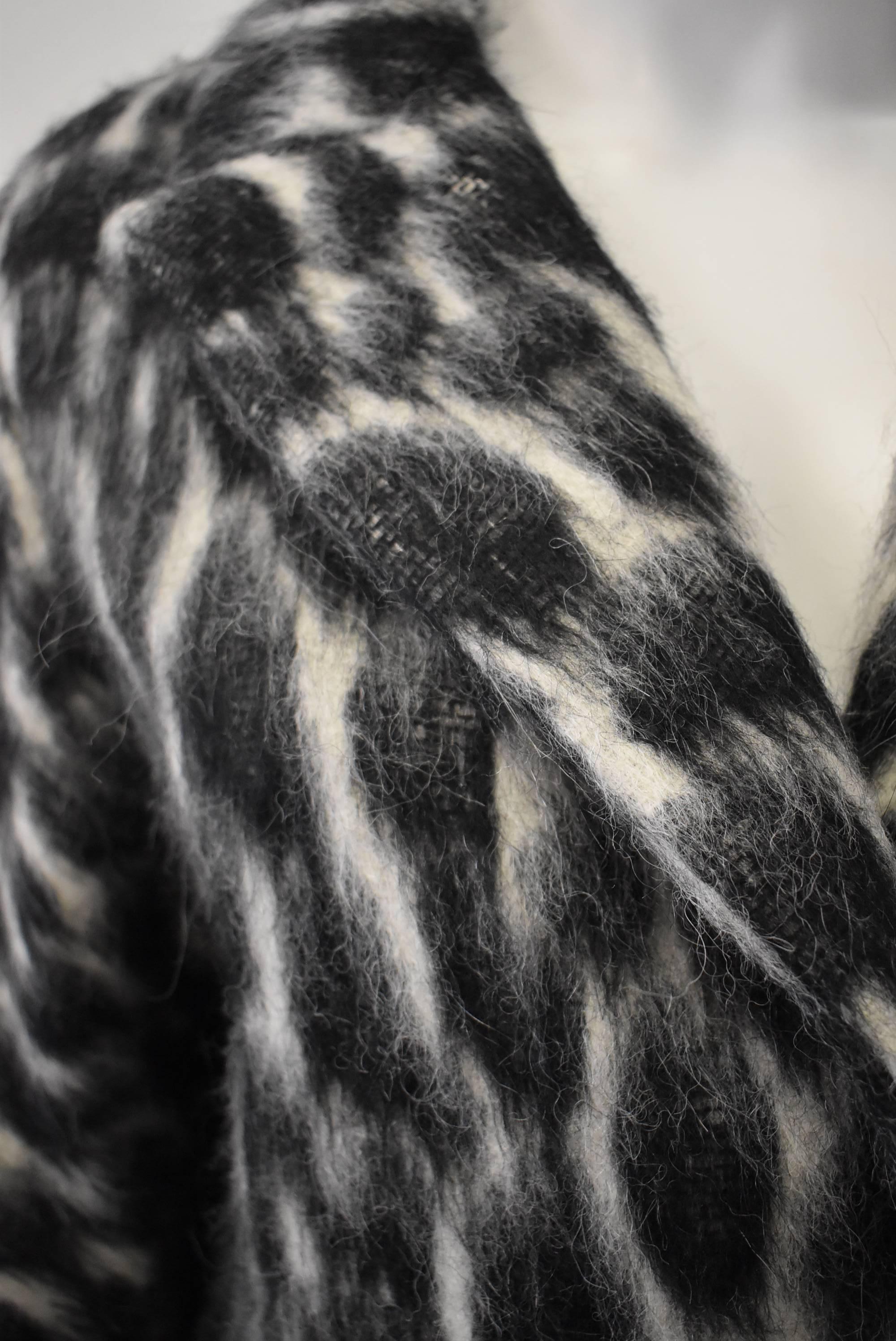 Gucci Black & White Animal Print Mohair Alpaca Coat 1