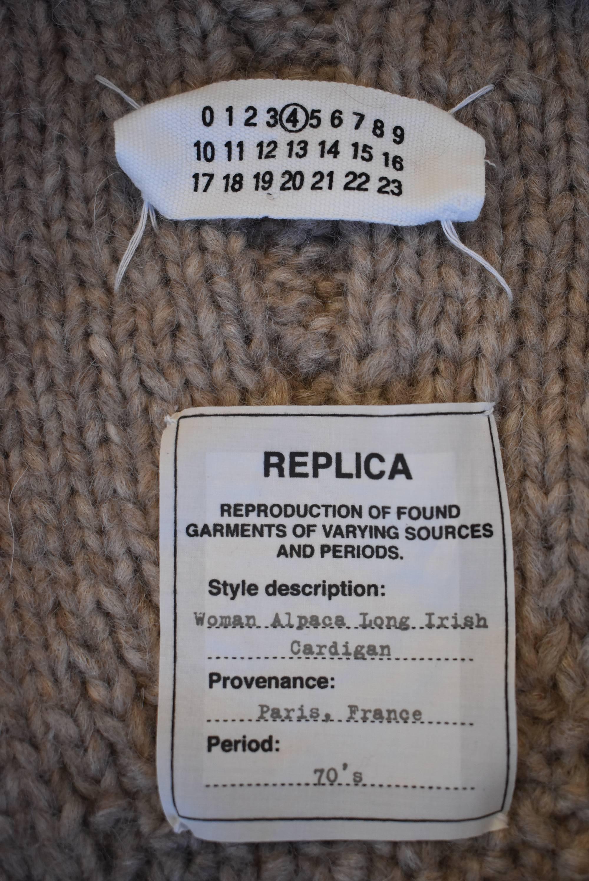 Maison Martin Margiela Beige Replica 70's Chunky Cardigan with Belt 3