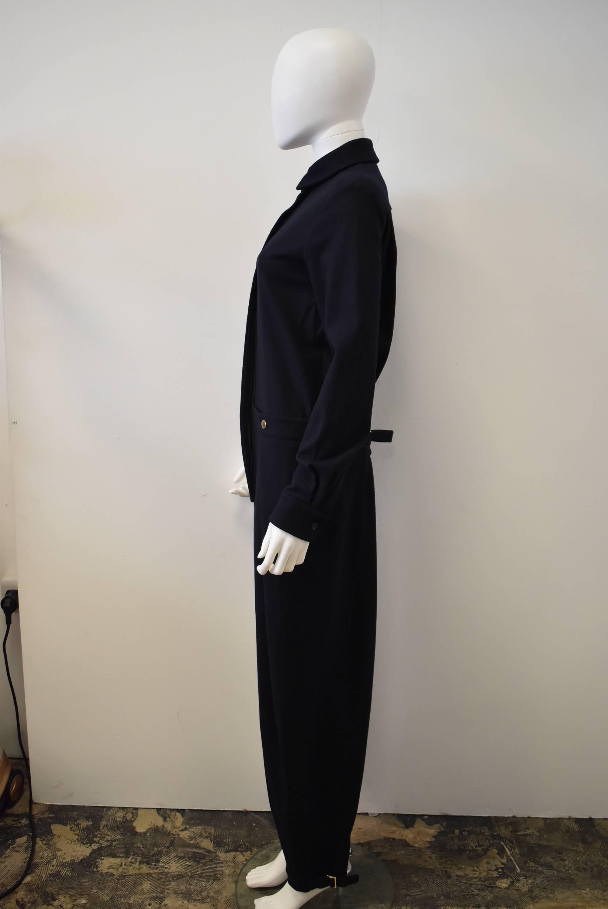 Chloe Navy Wool Jumpsuit with Tailoring Details In Excellent Condition In London, GB