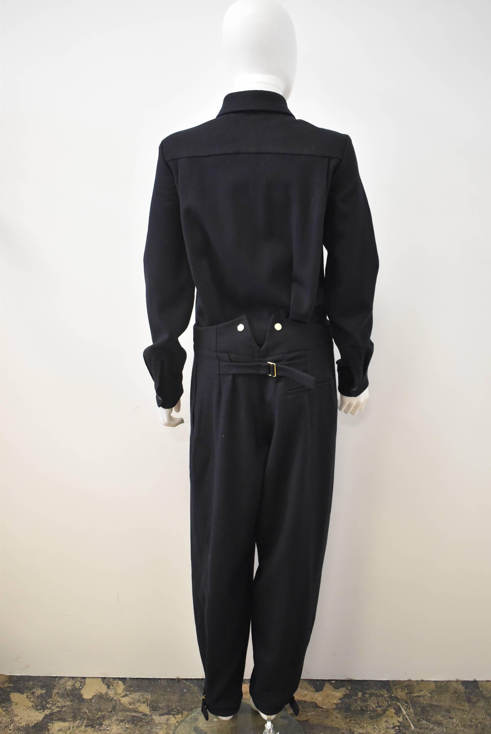Women's Chloe Navy Wool Jumpsuit with Tailoring Details