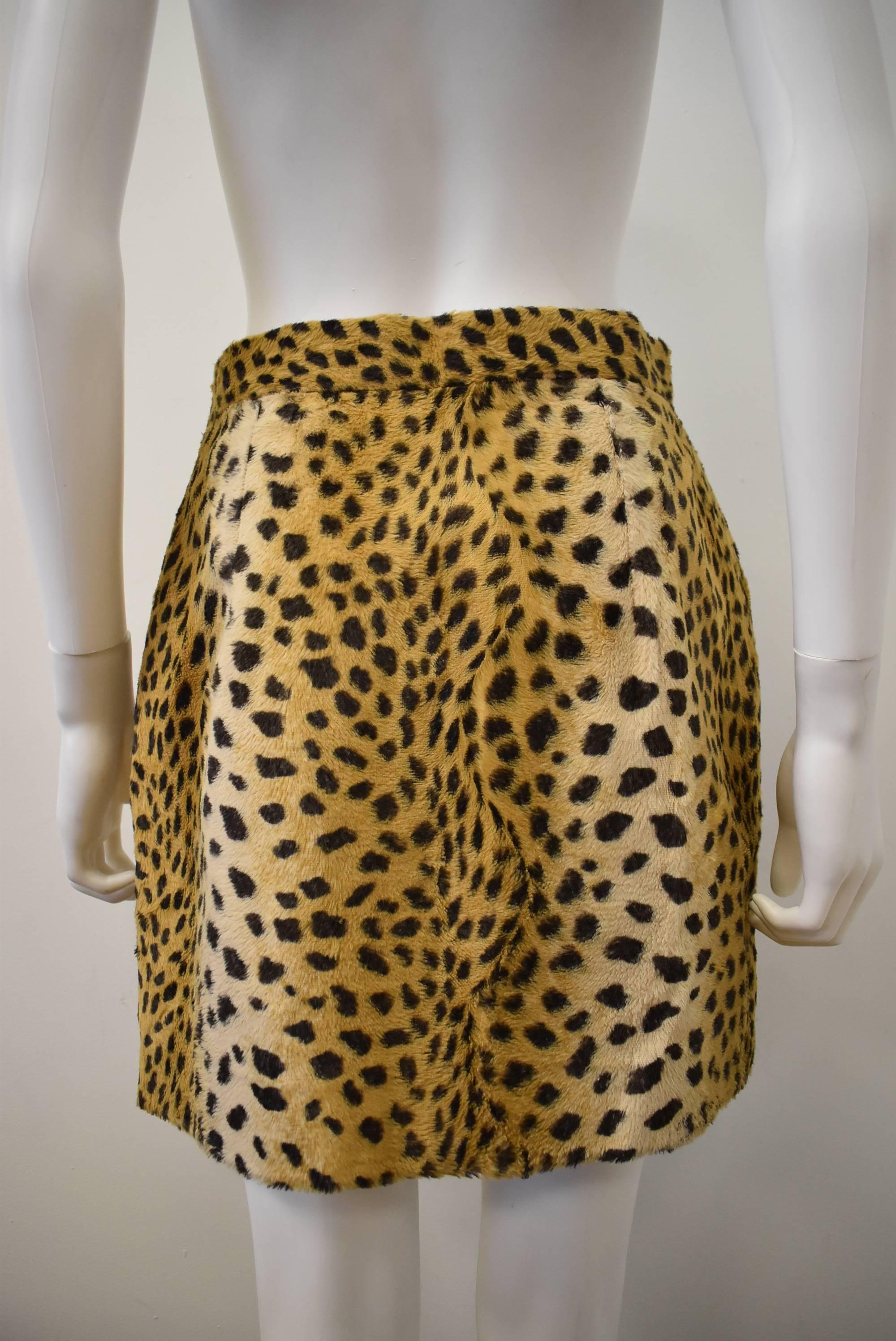 Givenchy Couture by Alexander Mcqueen 1990s faux leopard fur skirt In Good Condition In London, GB