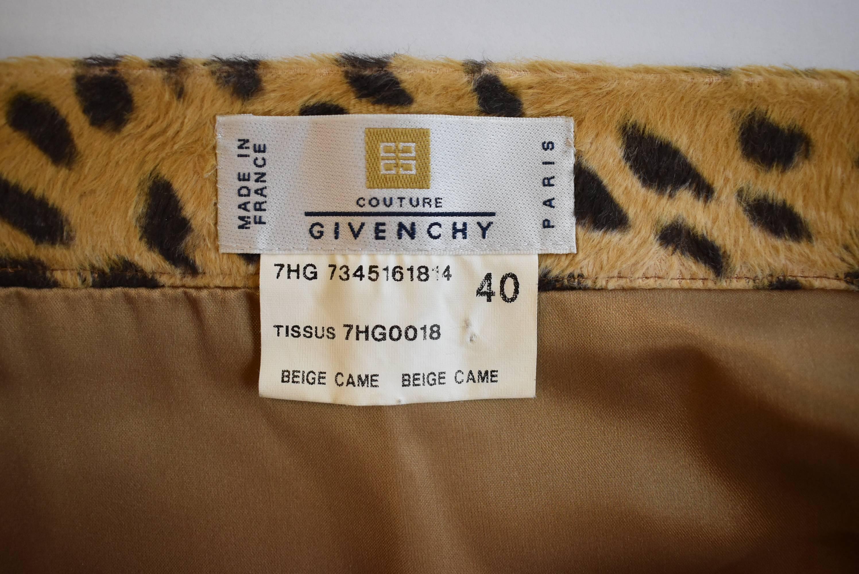 Givenchy Couture by Alexander Mcqueen 1990s faux leopard fur skirt 1