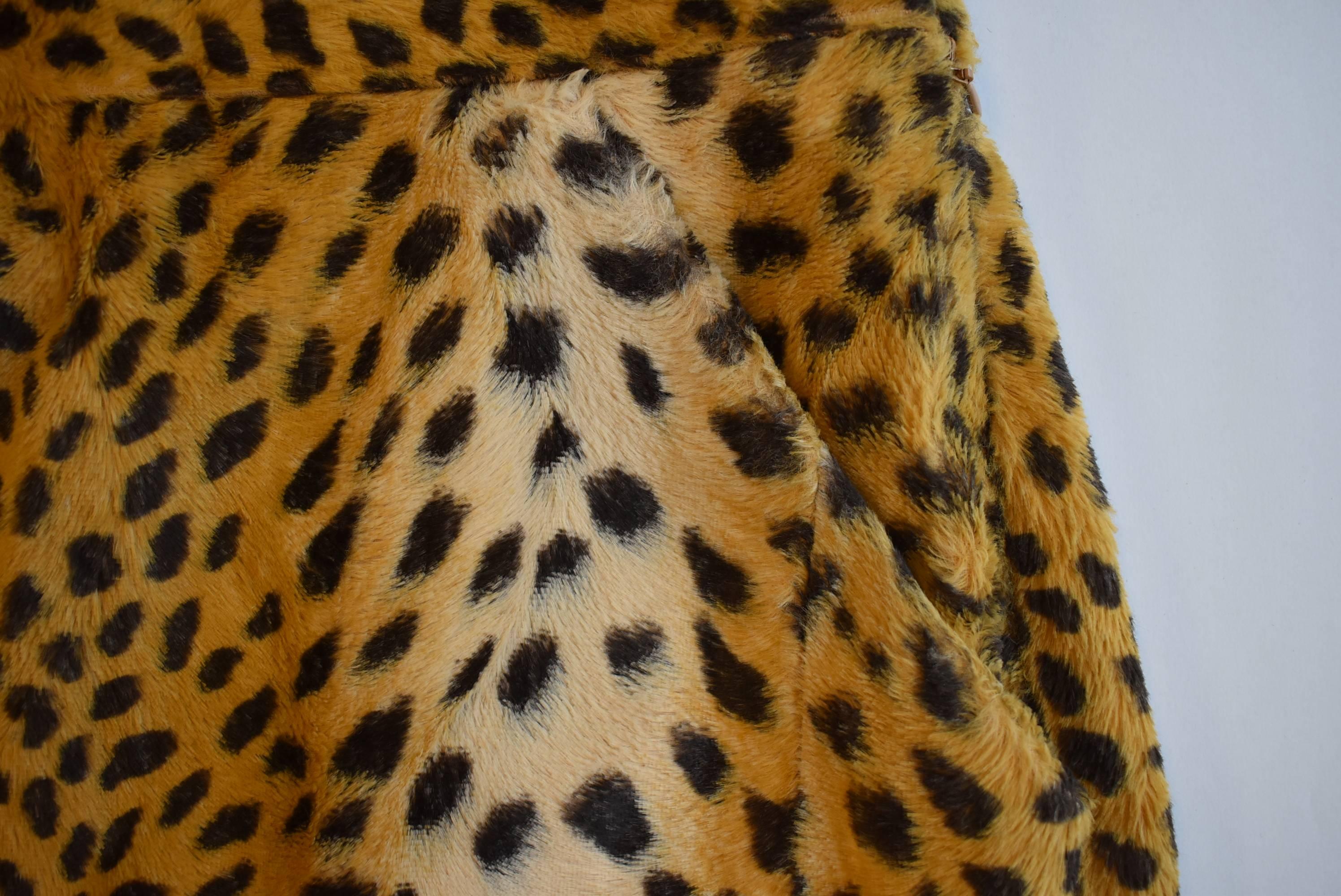Women's Givenchy Couture by Alexander Mcqueen 1990s faux leopard fur skirt 