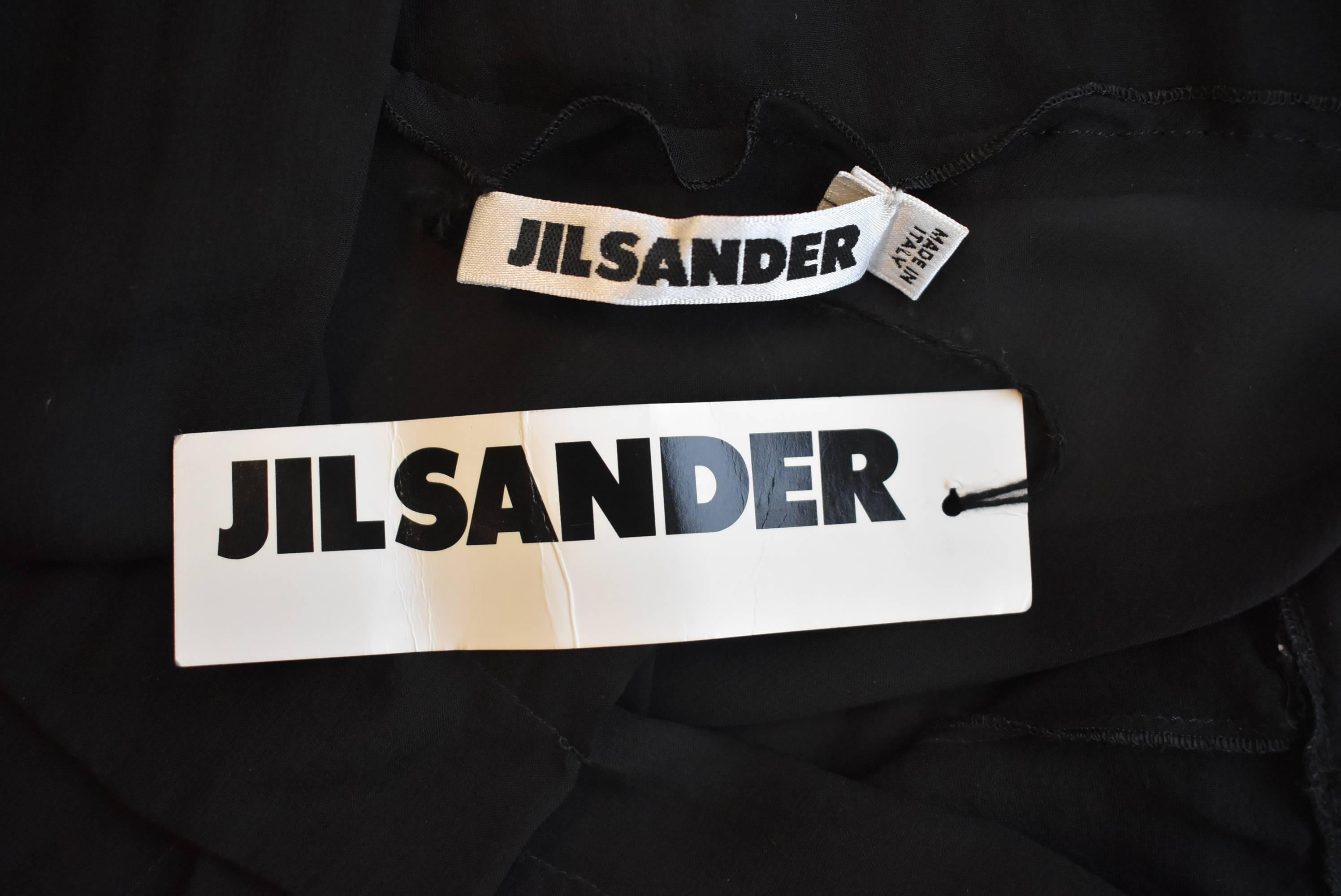 Jil Sander sheer black silk chiffon ‘armour’ maxi dress  1