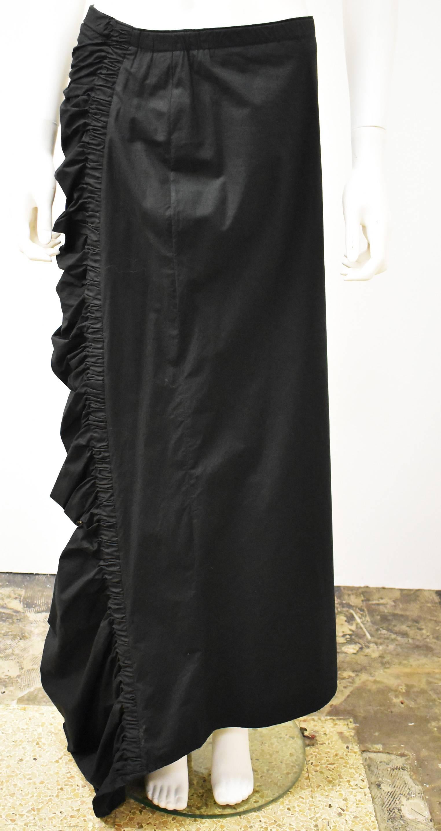 Dries Van Noten Long Black Ruched Skirt  In Excellent Condition In London, GB