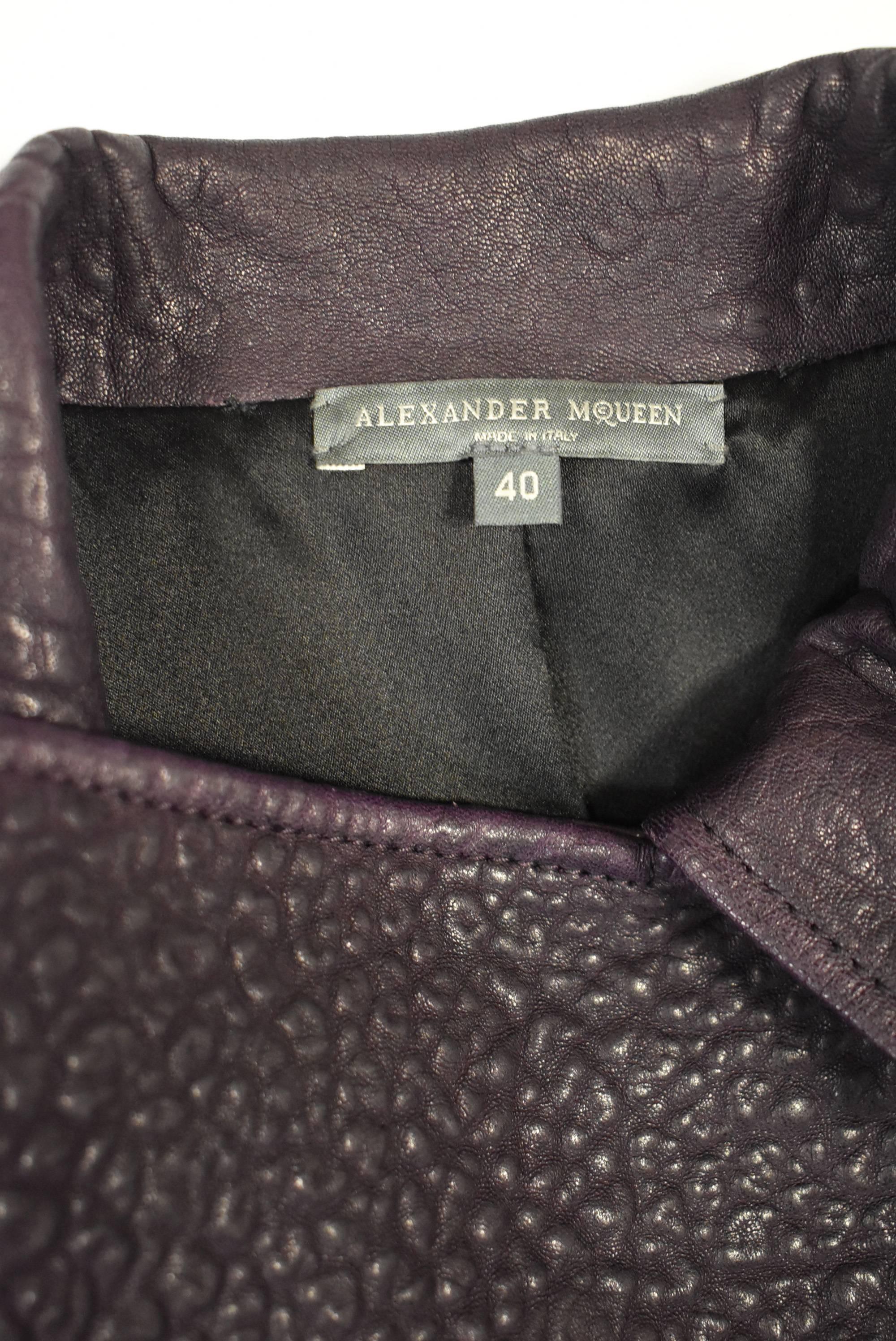 Women's or Men's Alexander McQueen Fitted Aubergine Biker Jacket 
