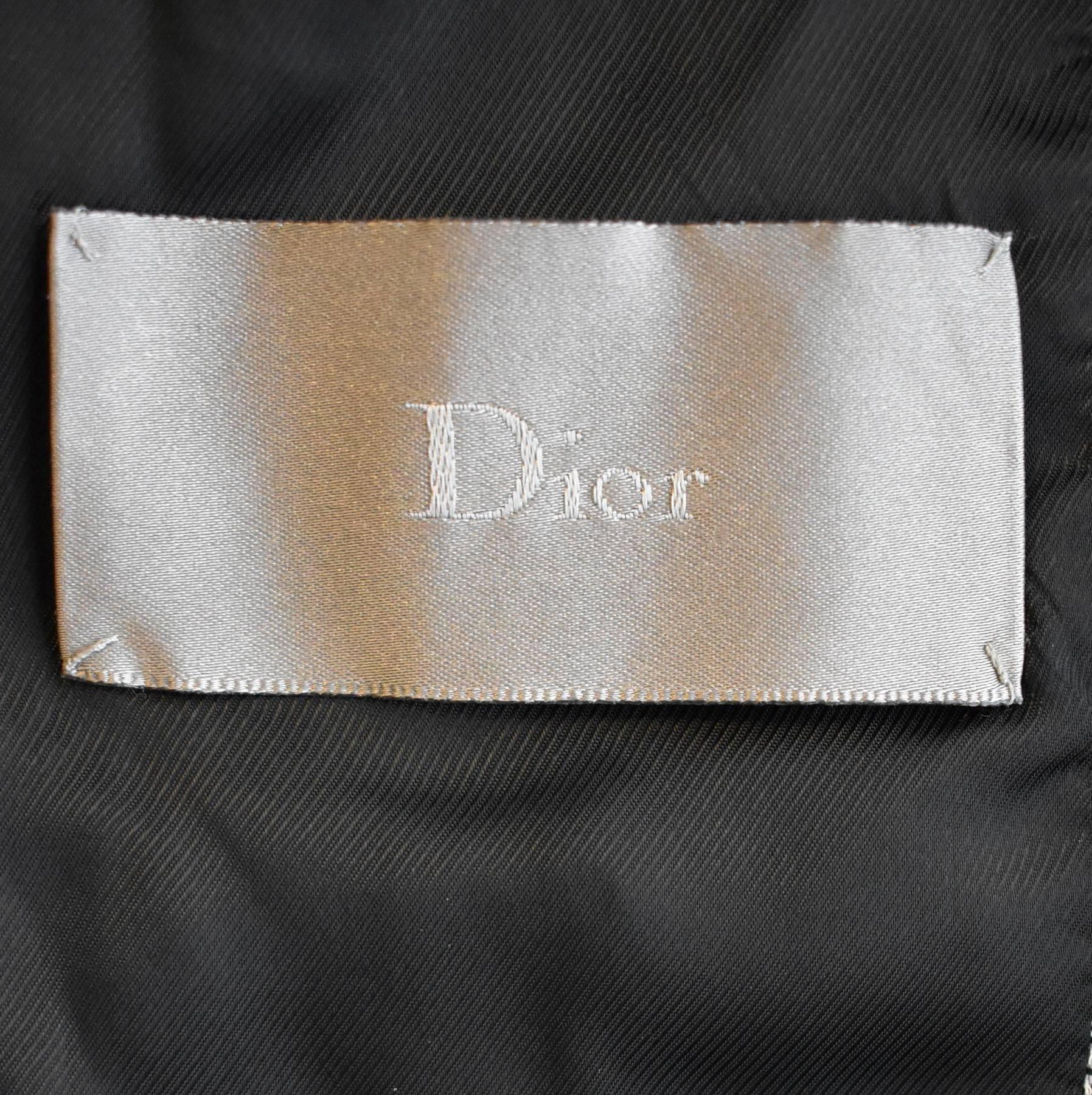 Men's Dior Hedi Slimane Grey Cropped Wool and Silk Jacket with Leather Panel Details For Sale