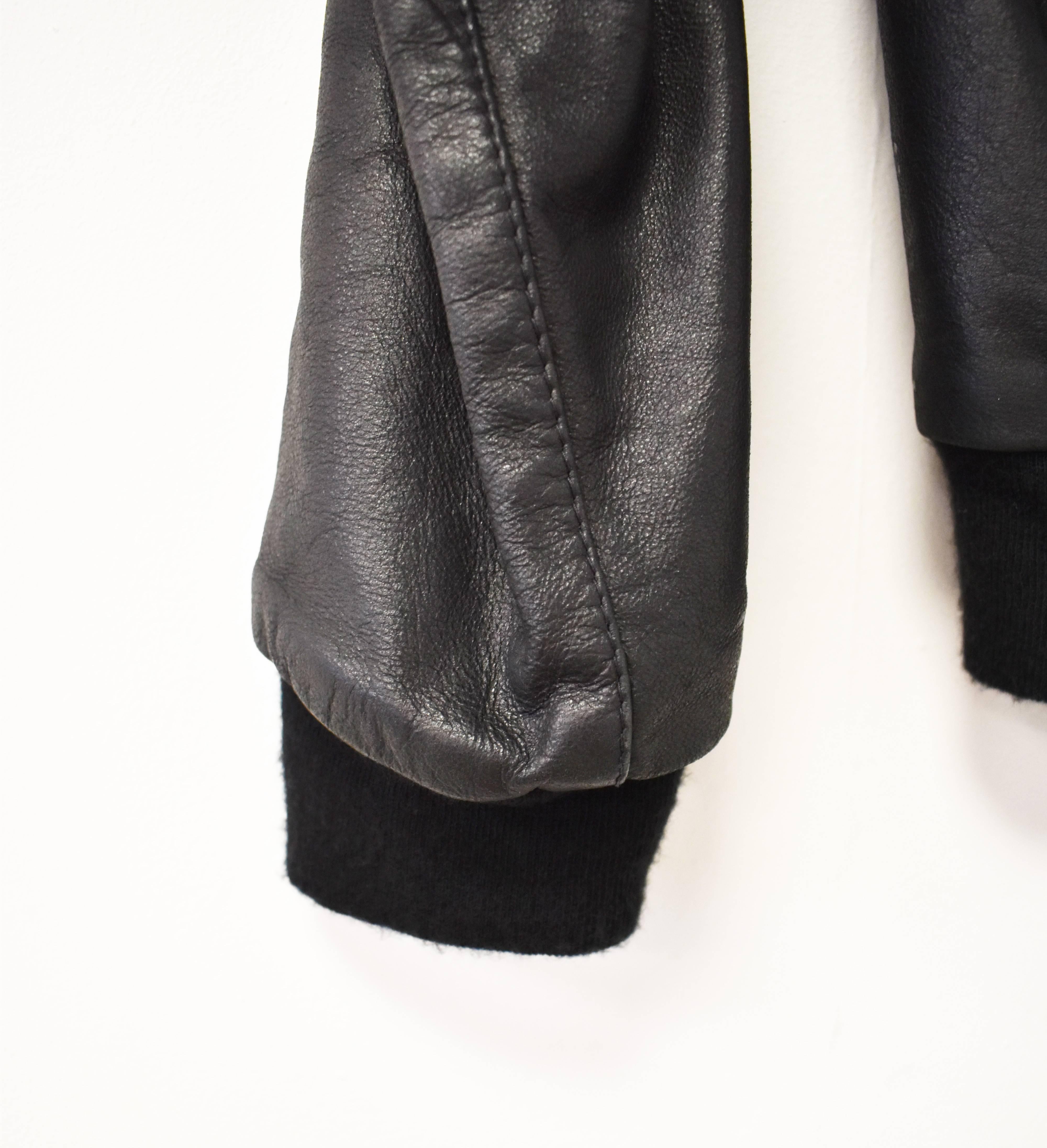 Black Raf Simons ‘Faux Sweater’ Leather Top