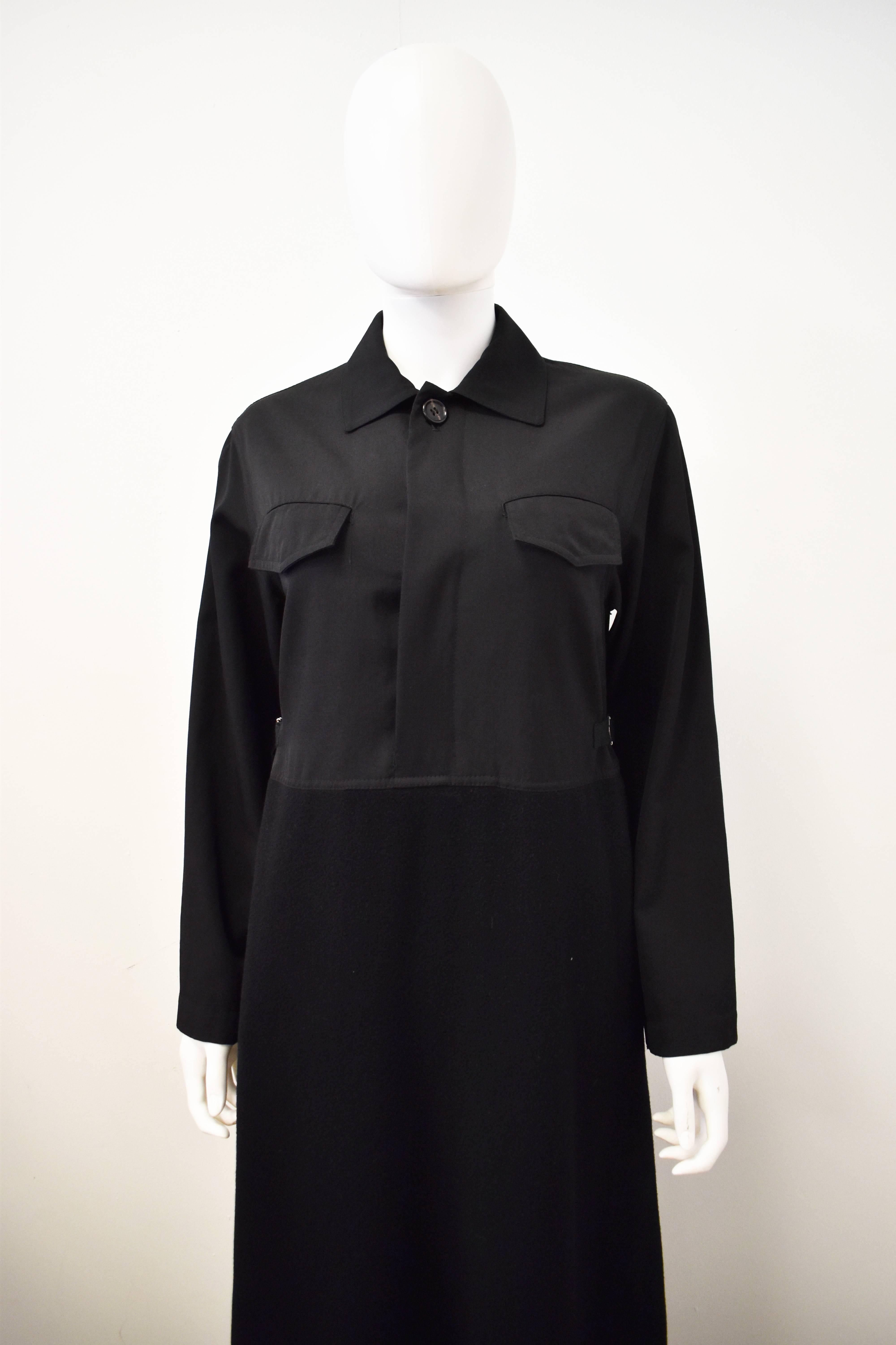 Comme des Garcons Black Tricot Dress with Long Sleeves and Chest Pockets 1994 1