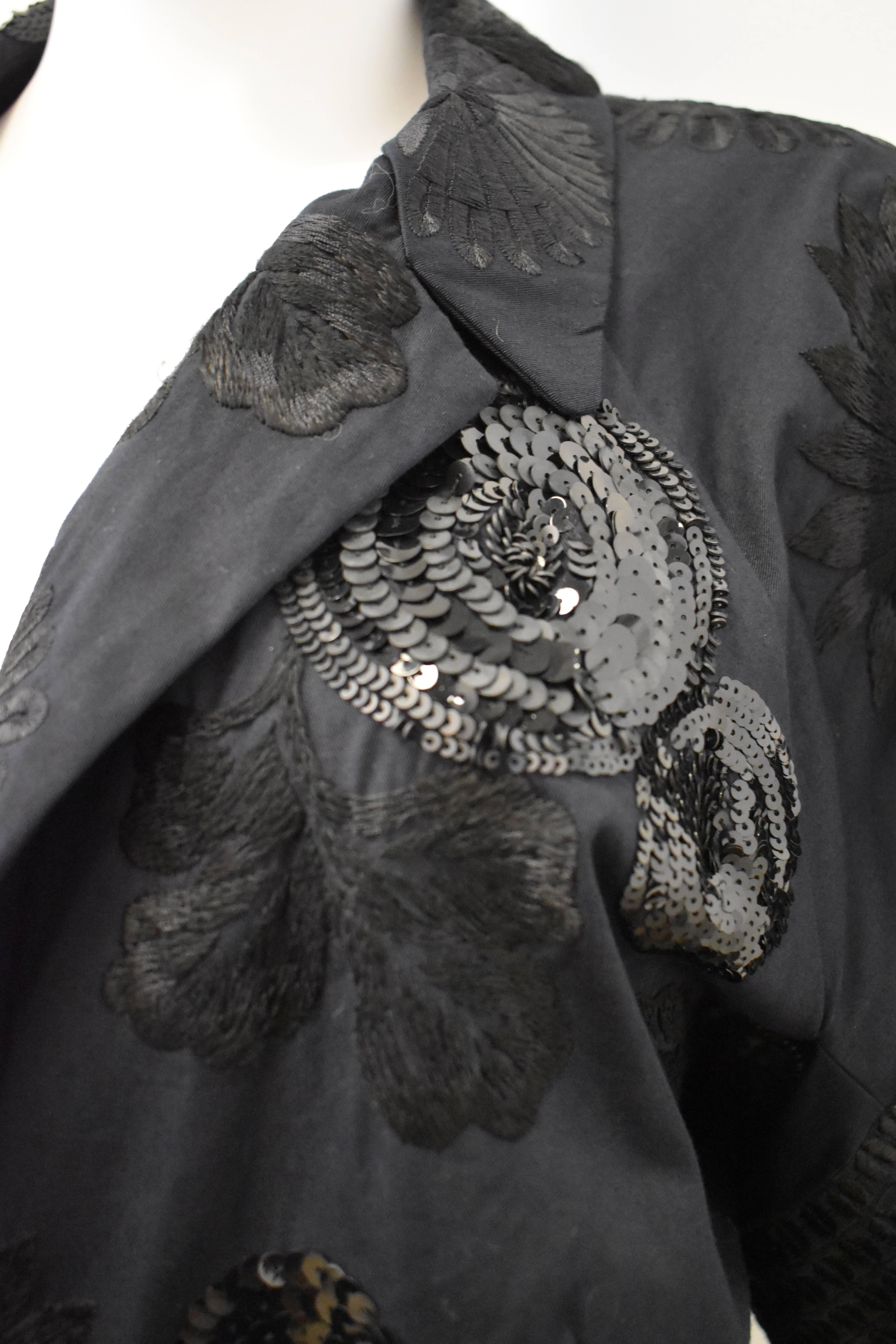 Dries Van Noten Black Cropped Jacket with Embroidery and Embellishment 1