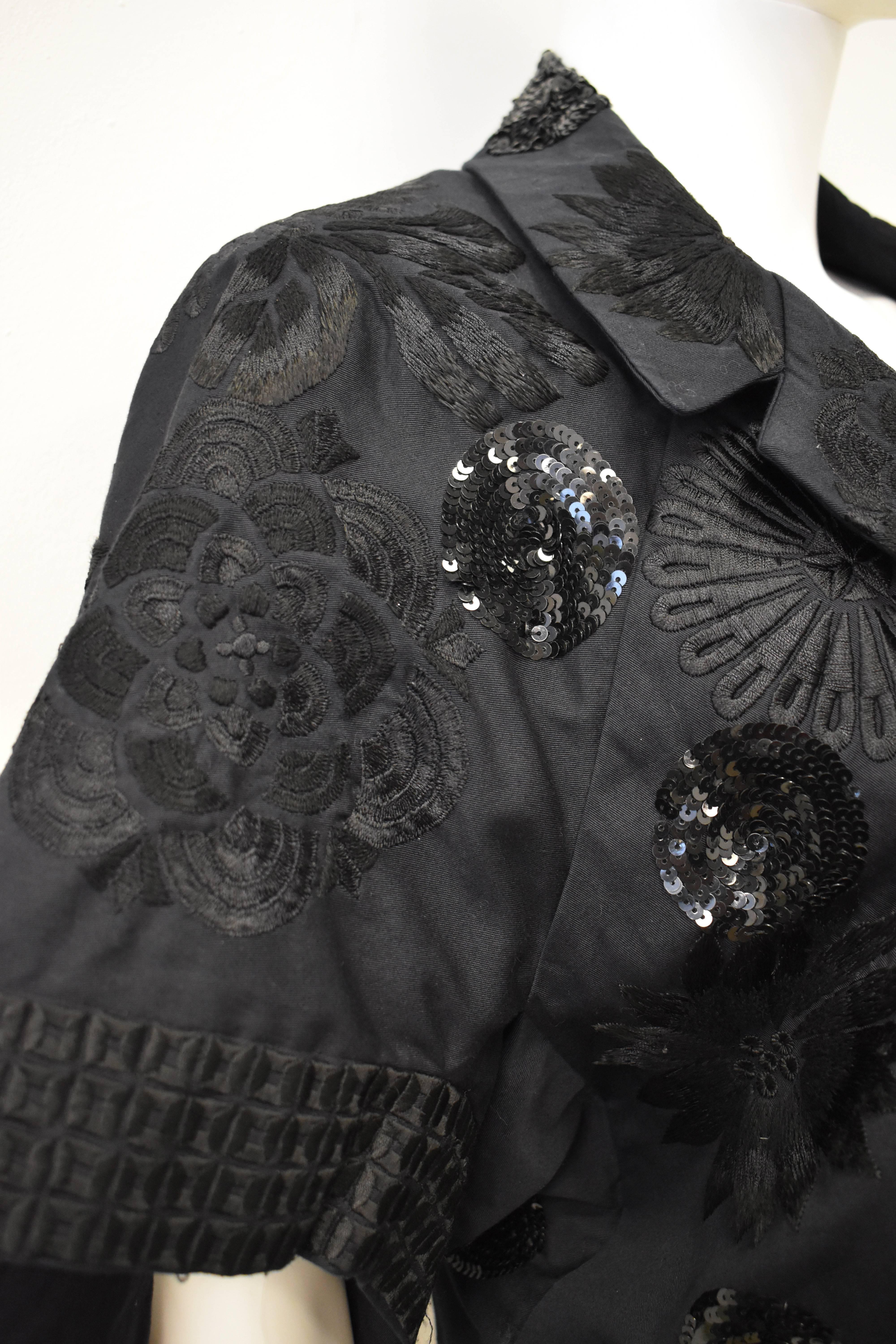Dries Van Noten Black Cropped Jacket with Embroidery and Embellishment 3