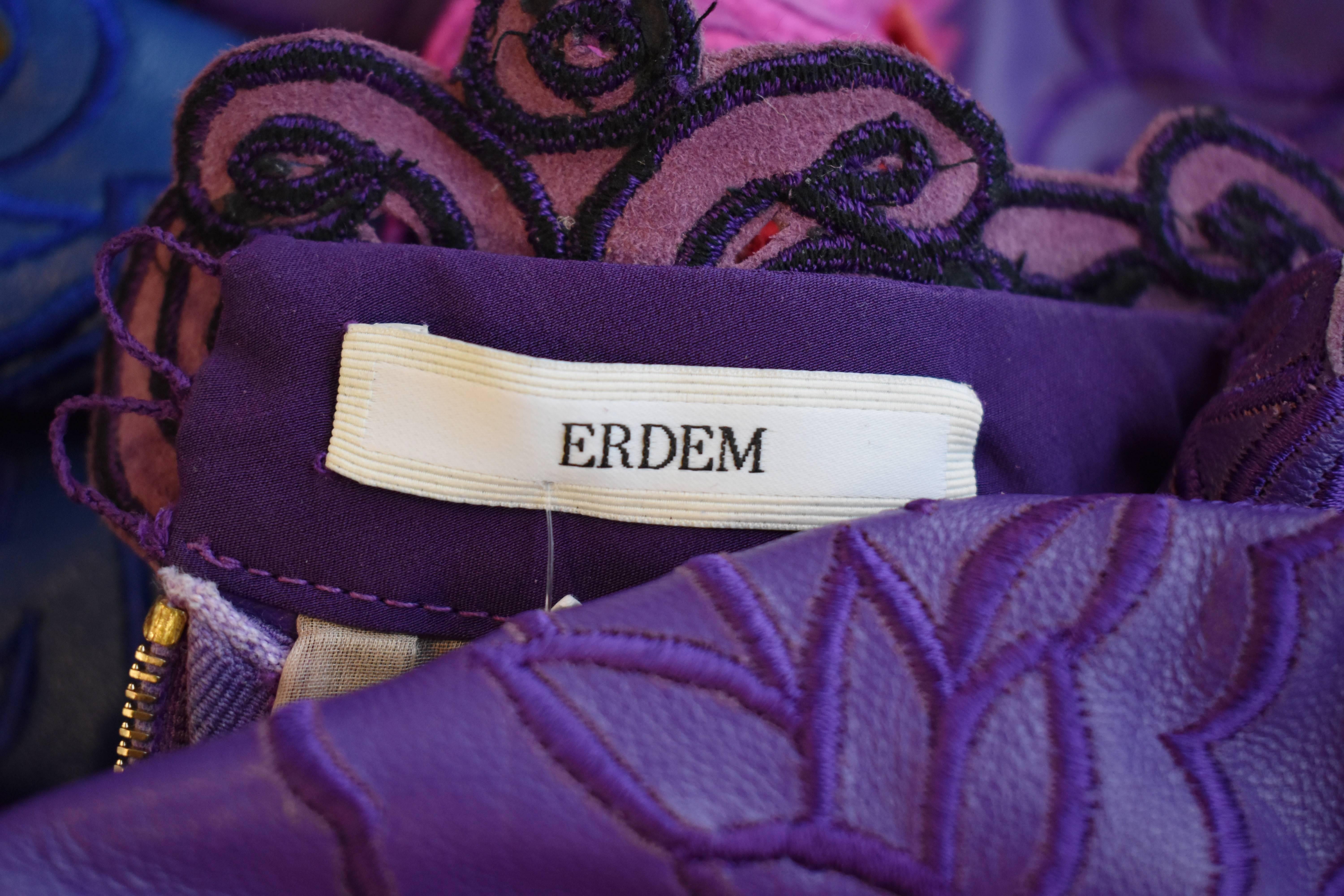 Erdem Purple, Blue, Pink Leather Show Dress 3