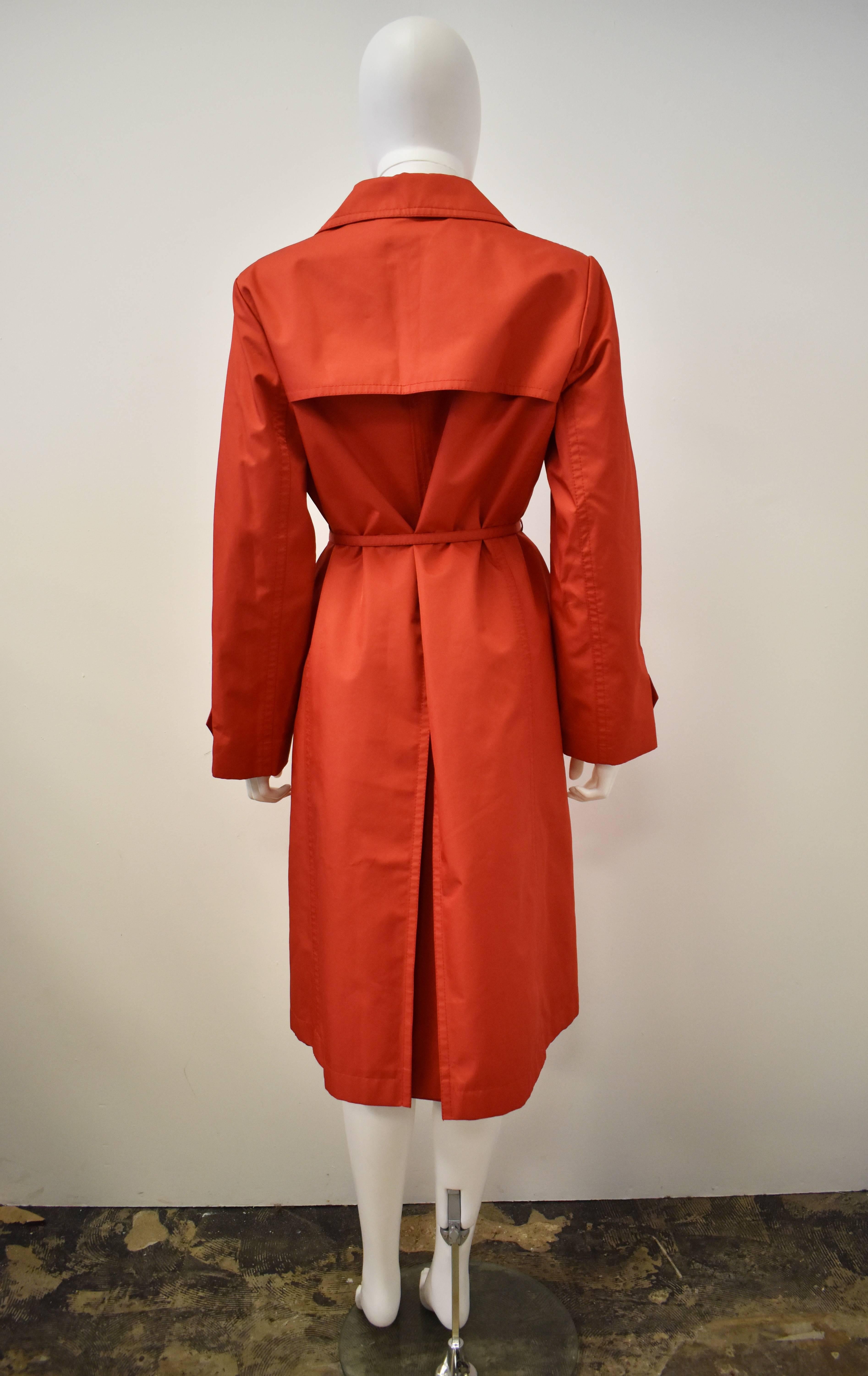 Yves Saint Laurent Rive Gauche Red Vintage Trench Coat In Good Condition In London, GB