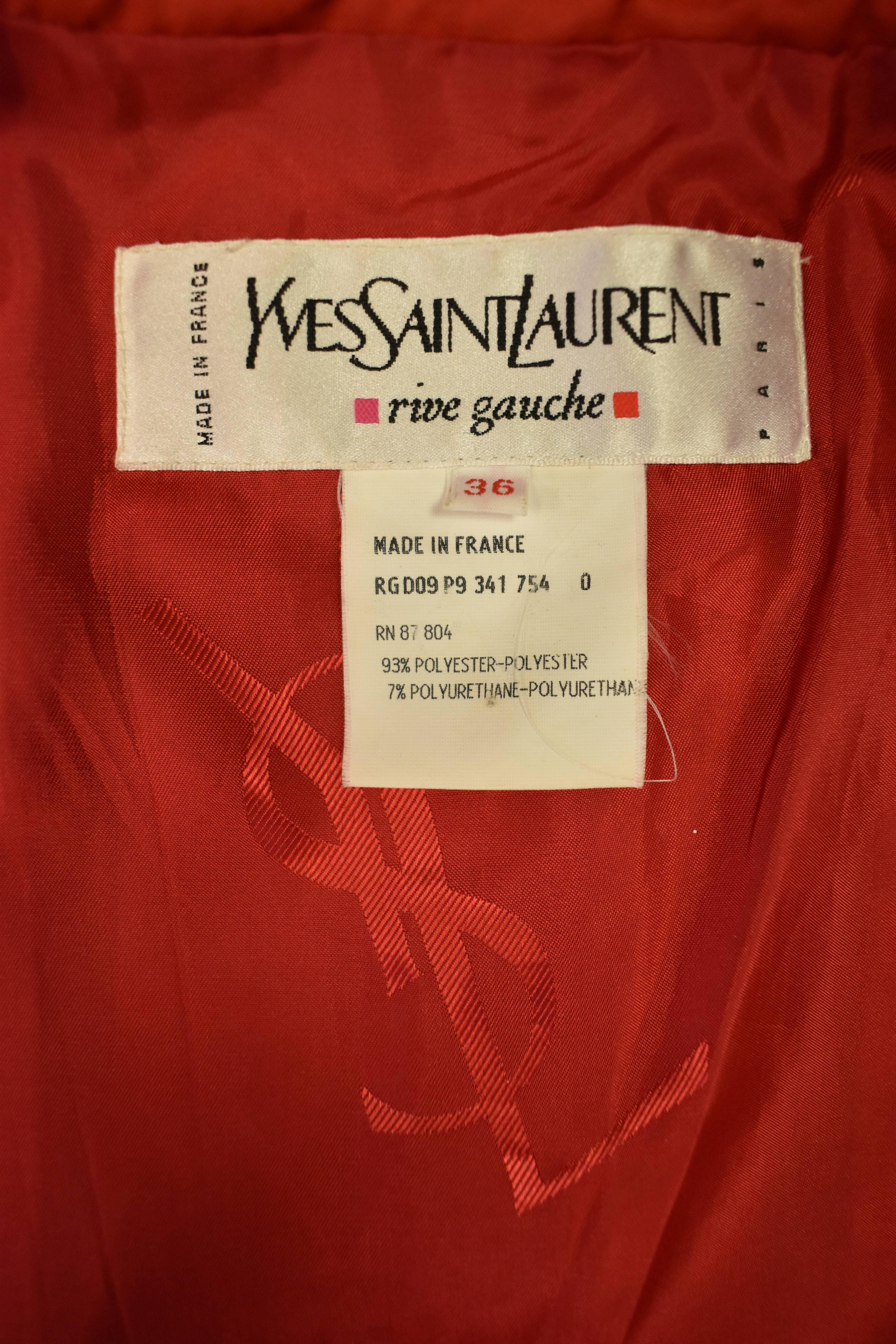 Yves Saint Laurent Rive Gauche Red Vintage Trench Coat 3