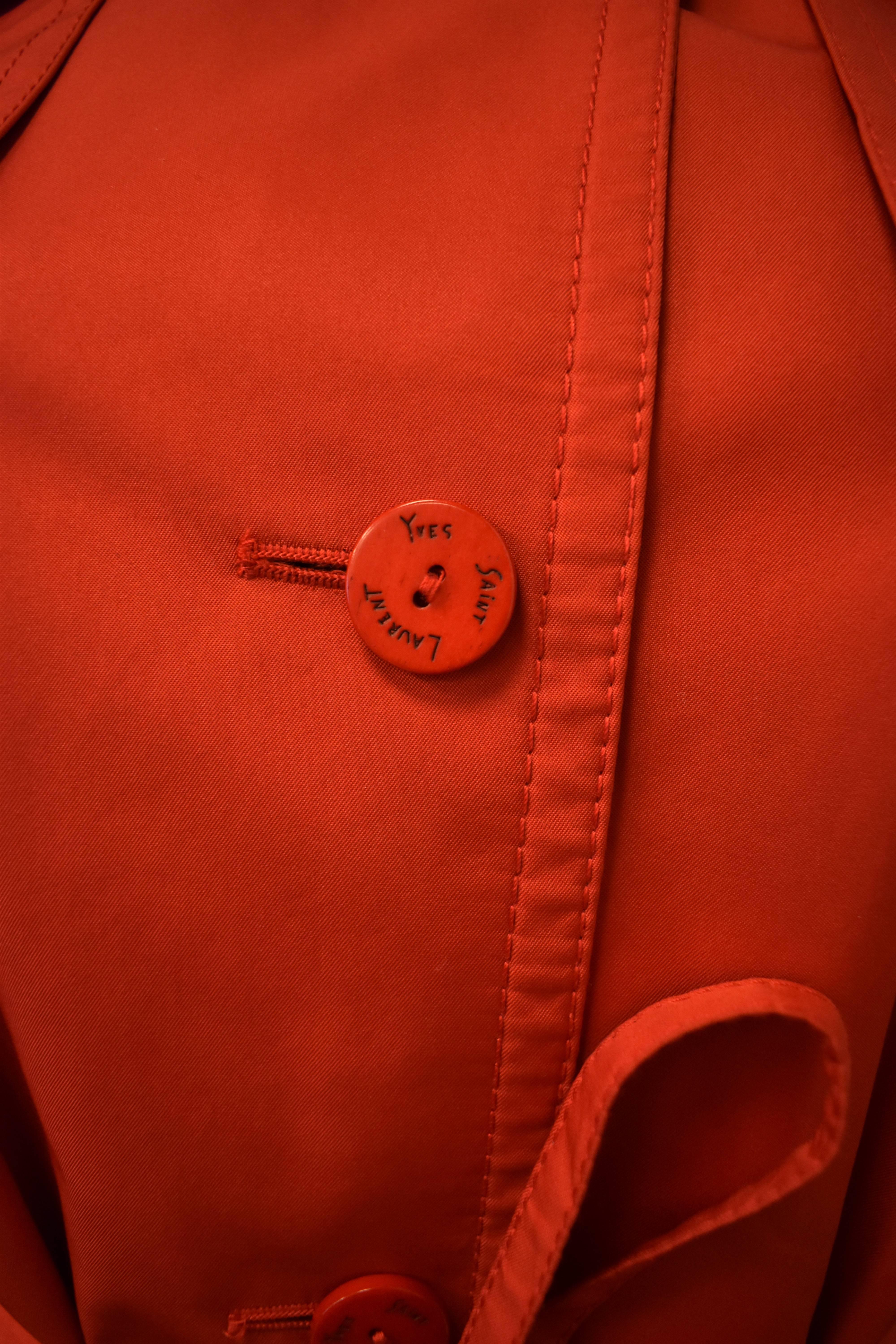 Yves Saint Laurent Rive Gauche Red Vintage Trench Coat 4