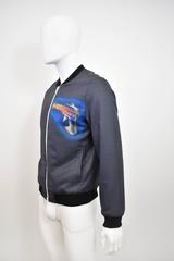 Loewe Navy Blue Bomber Jacket With Sci-Fi Spaceship Print and Pockets