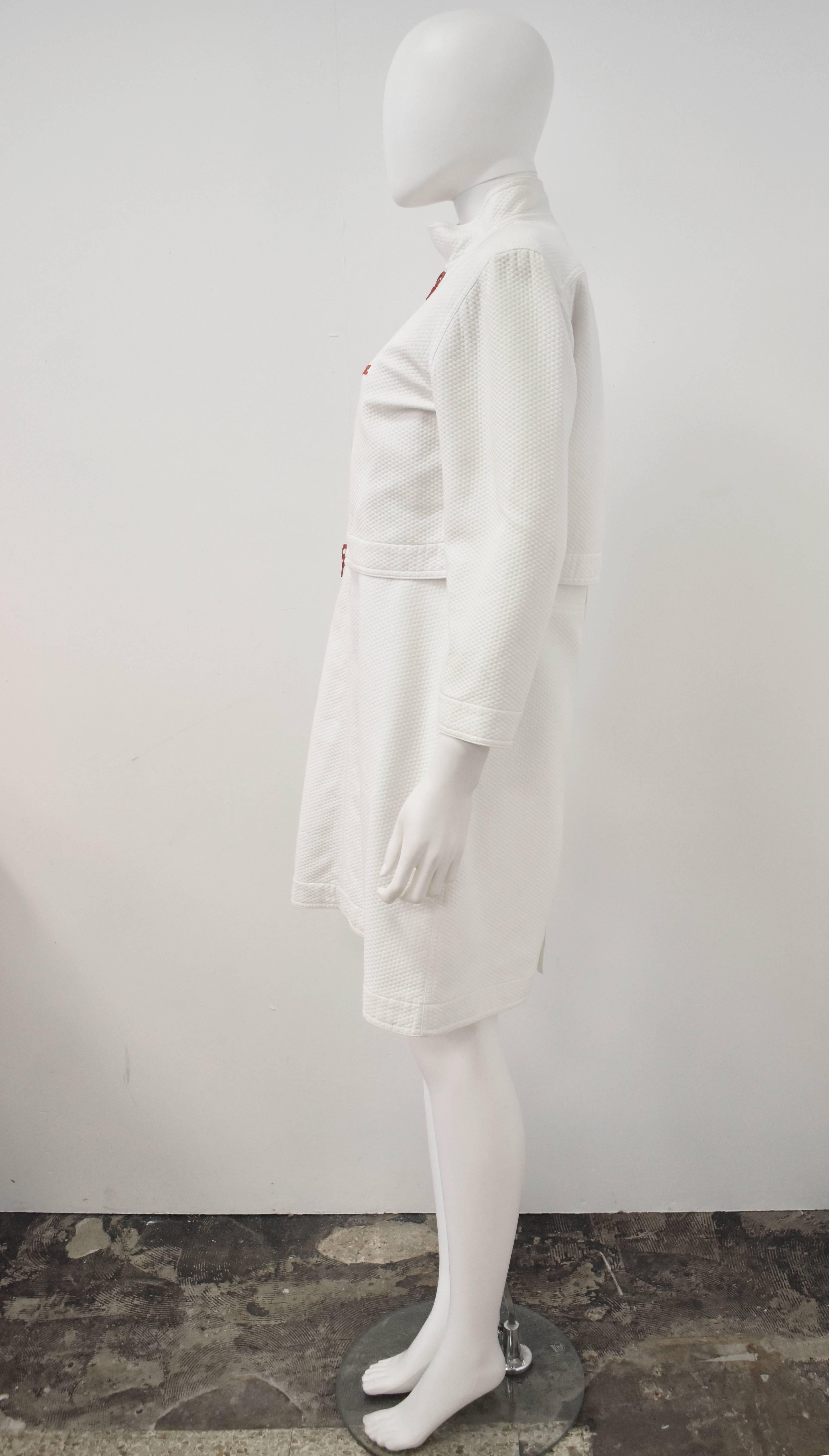 Courrèges white two piece with mini dress and cropped jacket  In Good Condition In London, GB