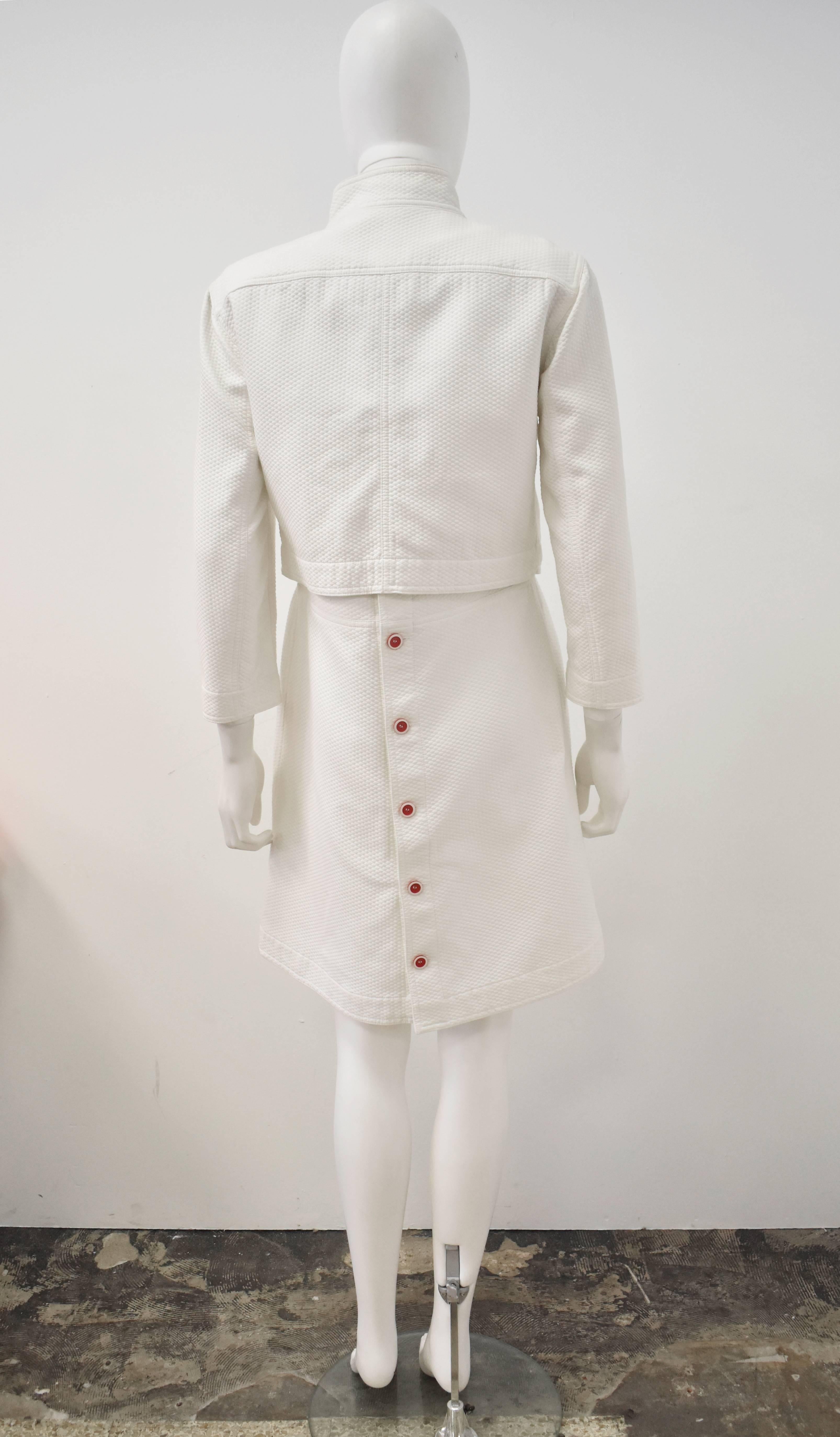 Women's Courrèges white two piece with mini dress and cropped jacket 
