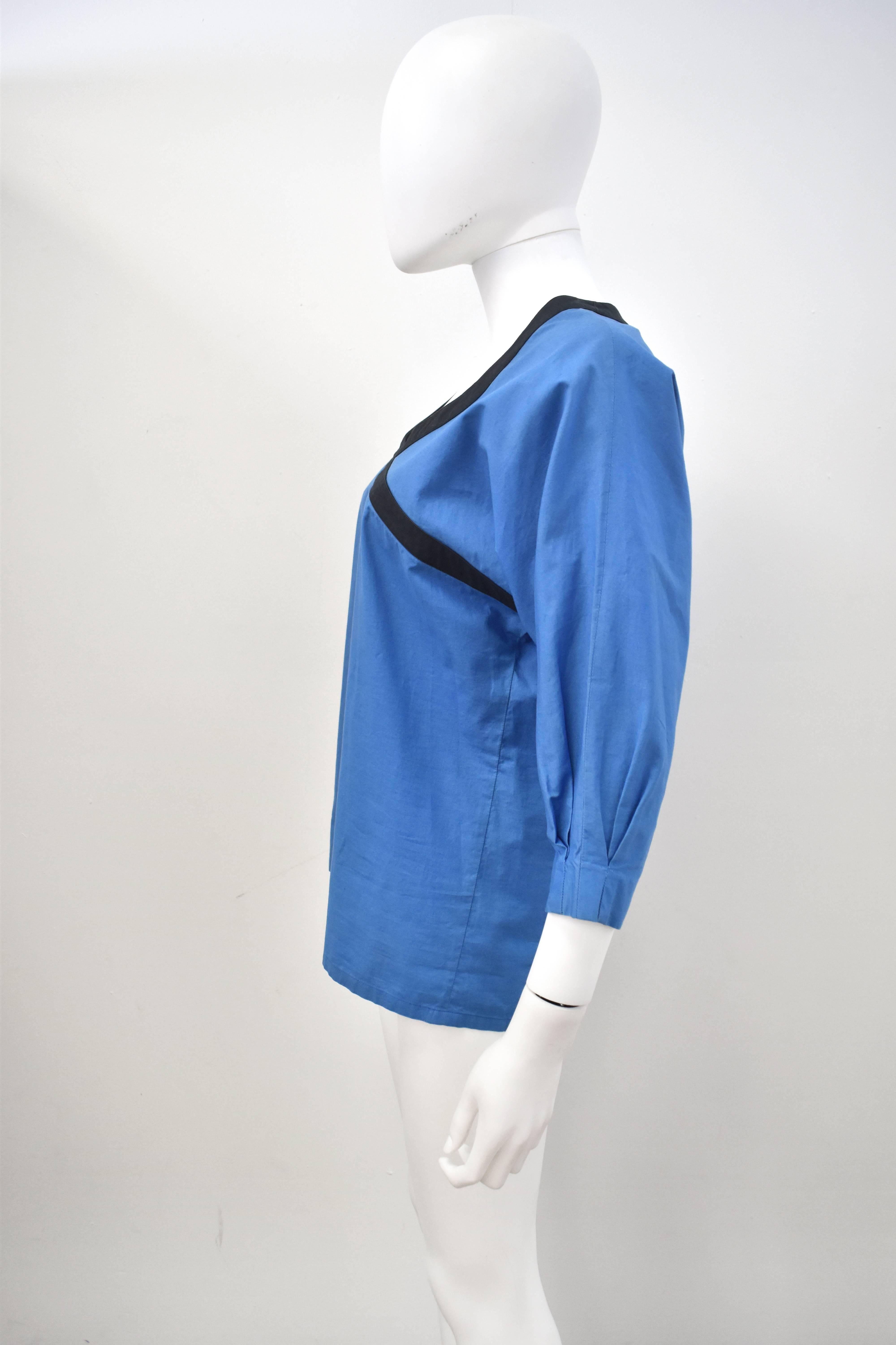 Blue Lanvin 1980s blue cotton top 