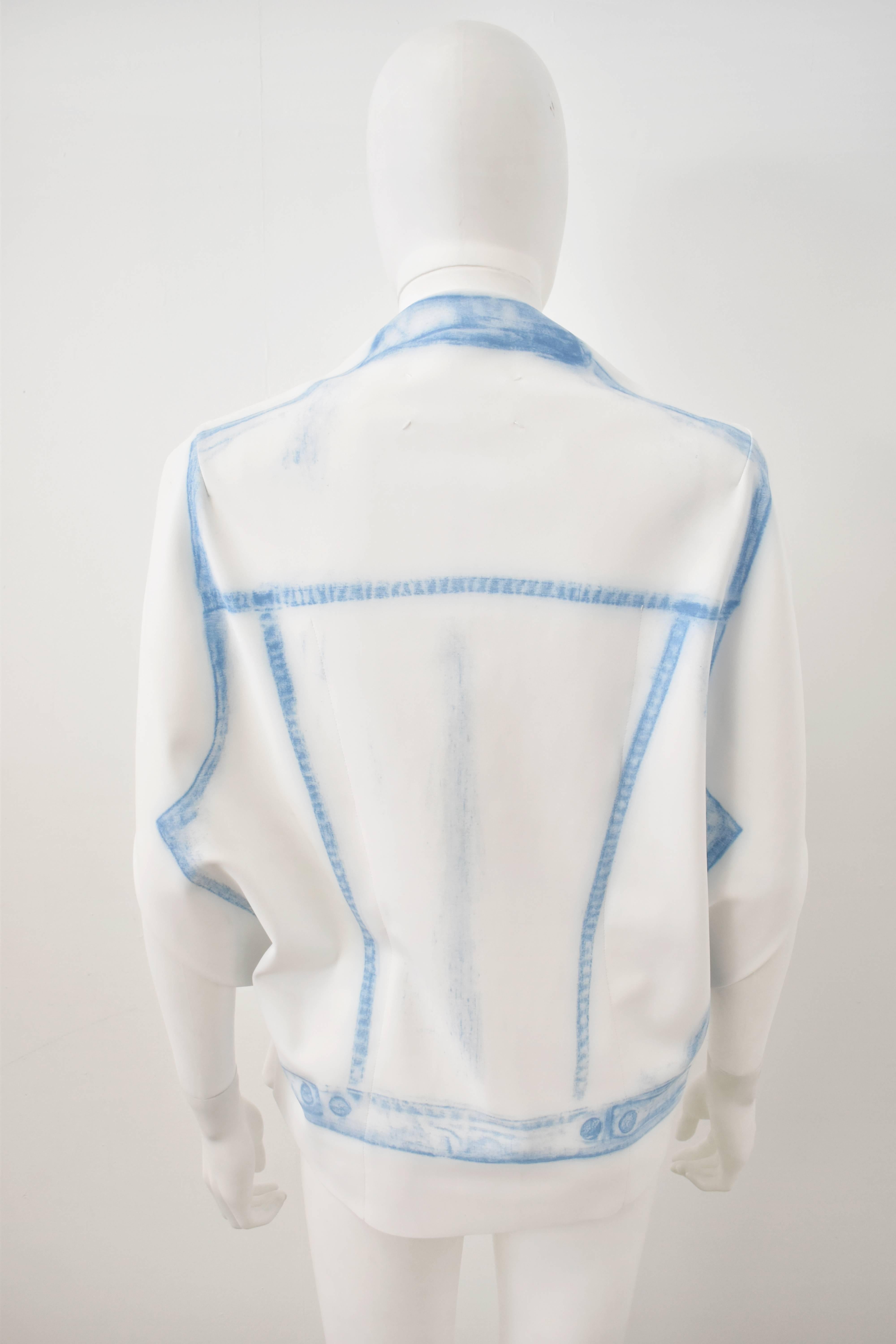 Gray Maison Martin Margiela ‘Denim Jacket’ Print Trompe L’oeil Cape Top
