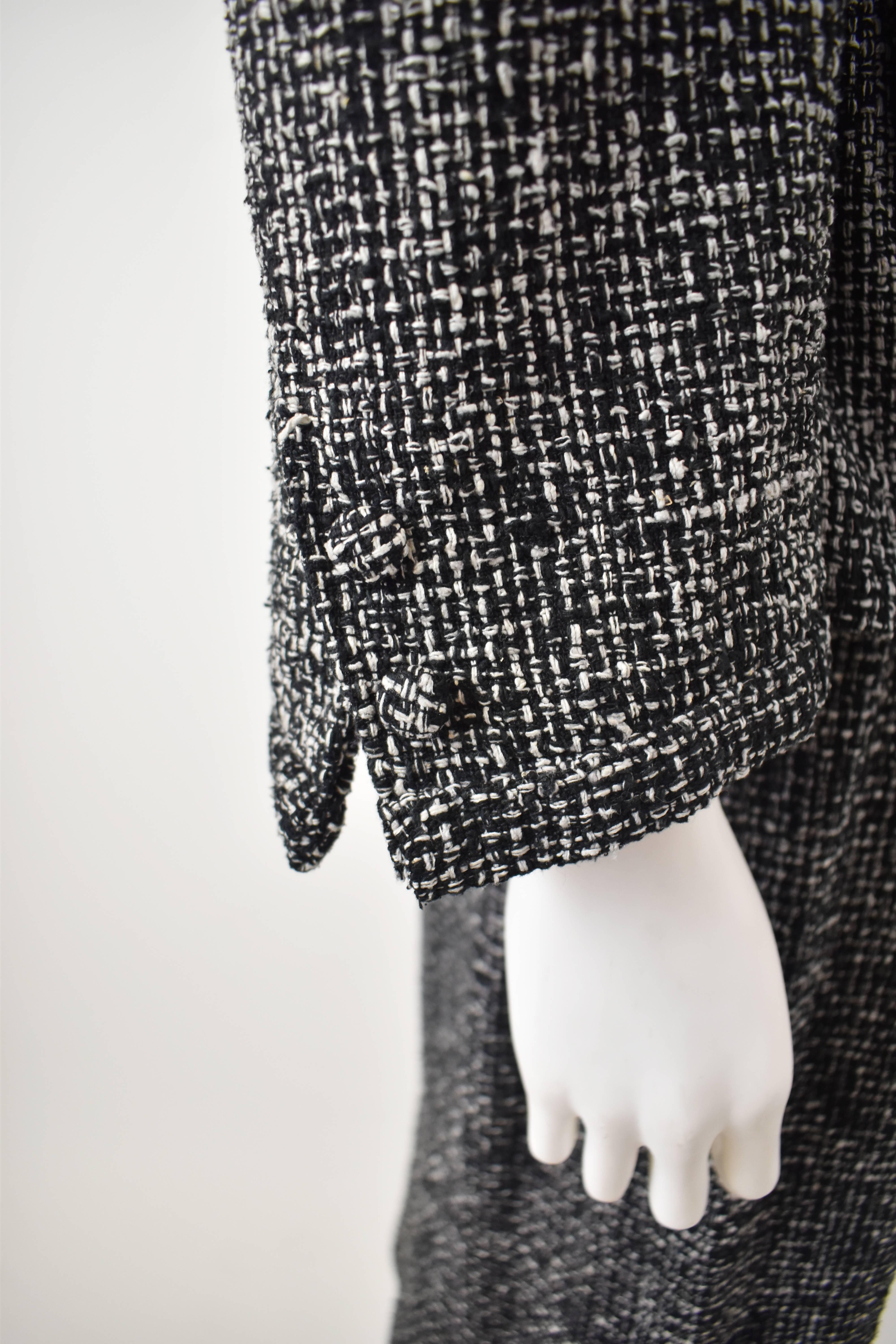 Yohji Yamamoto ‘Chanel Homage’ Black and White Tweed Skirt Suit with Gold Sequin For Sale 3