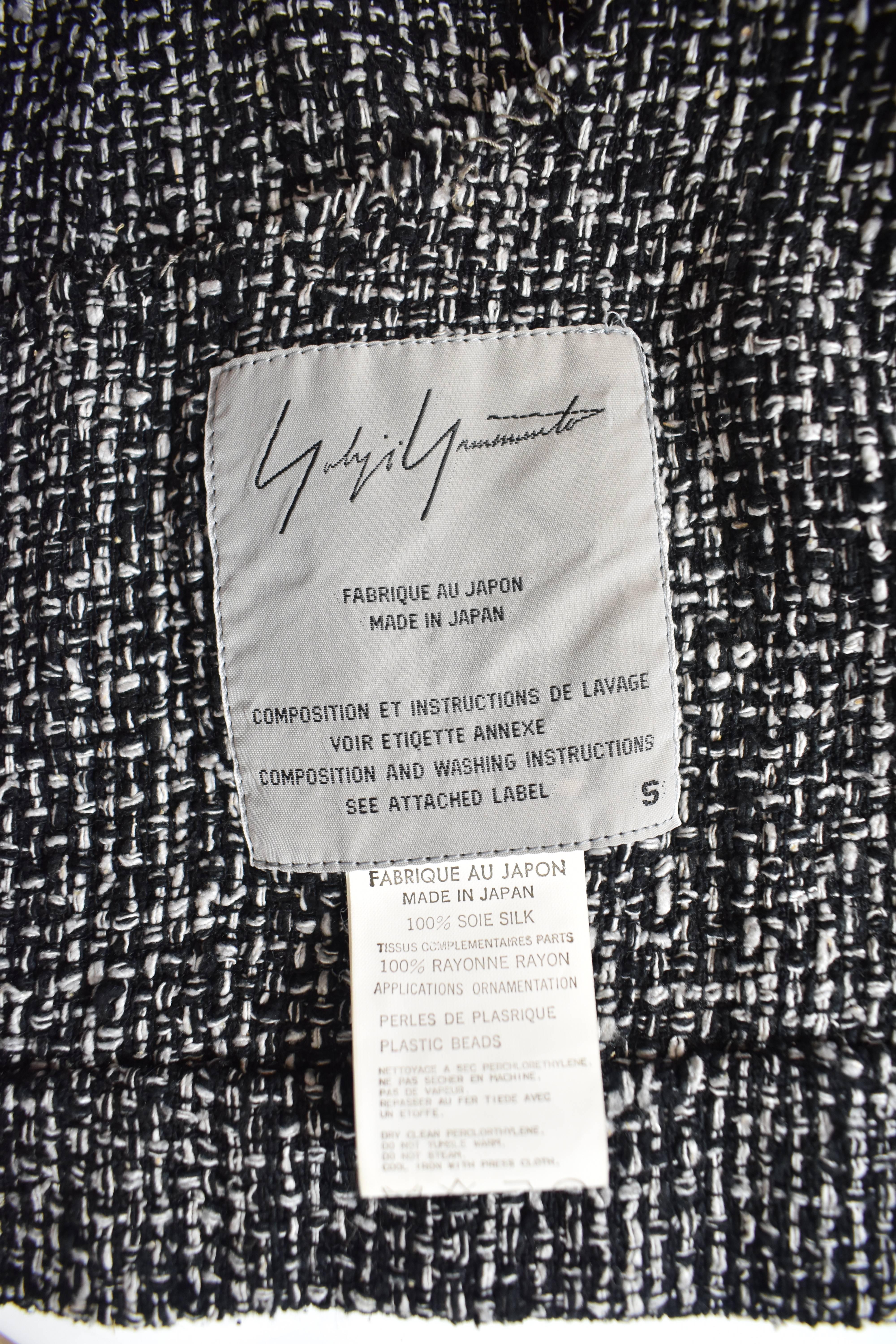 Yohji Yamamoto ‘Chanel Homage’ Black and White Tweed Skirt Suit with Gold Sequin For Sale 4