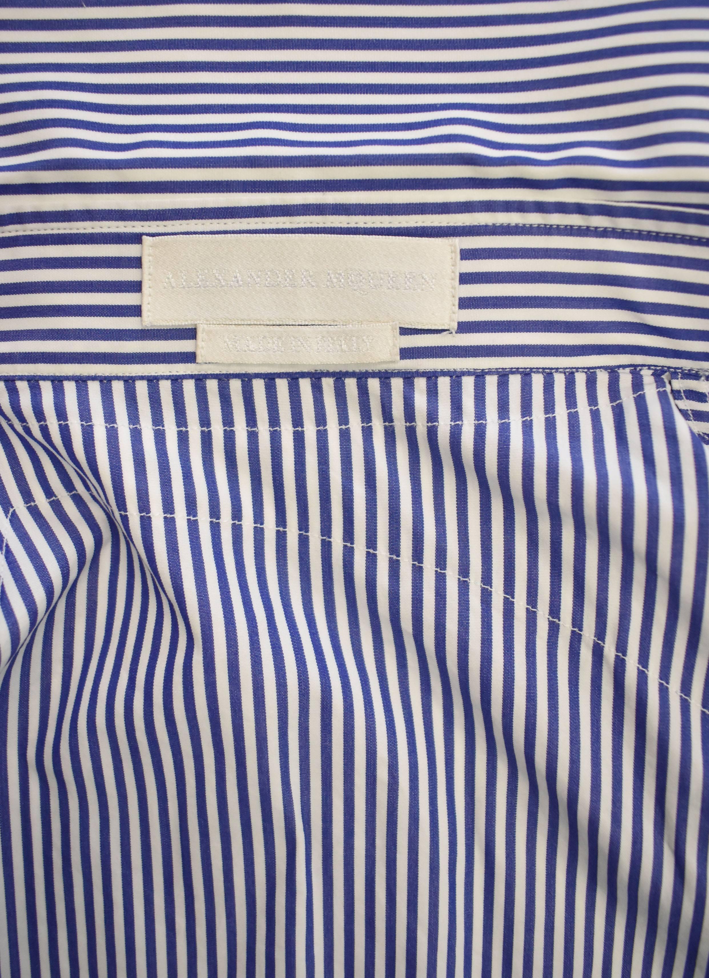Alexander McQueen White & Blue Stripe Shirt with Harness Press Sample A/W 2015 2