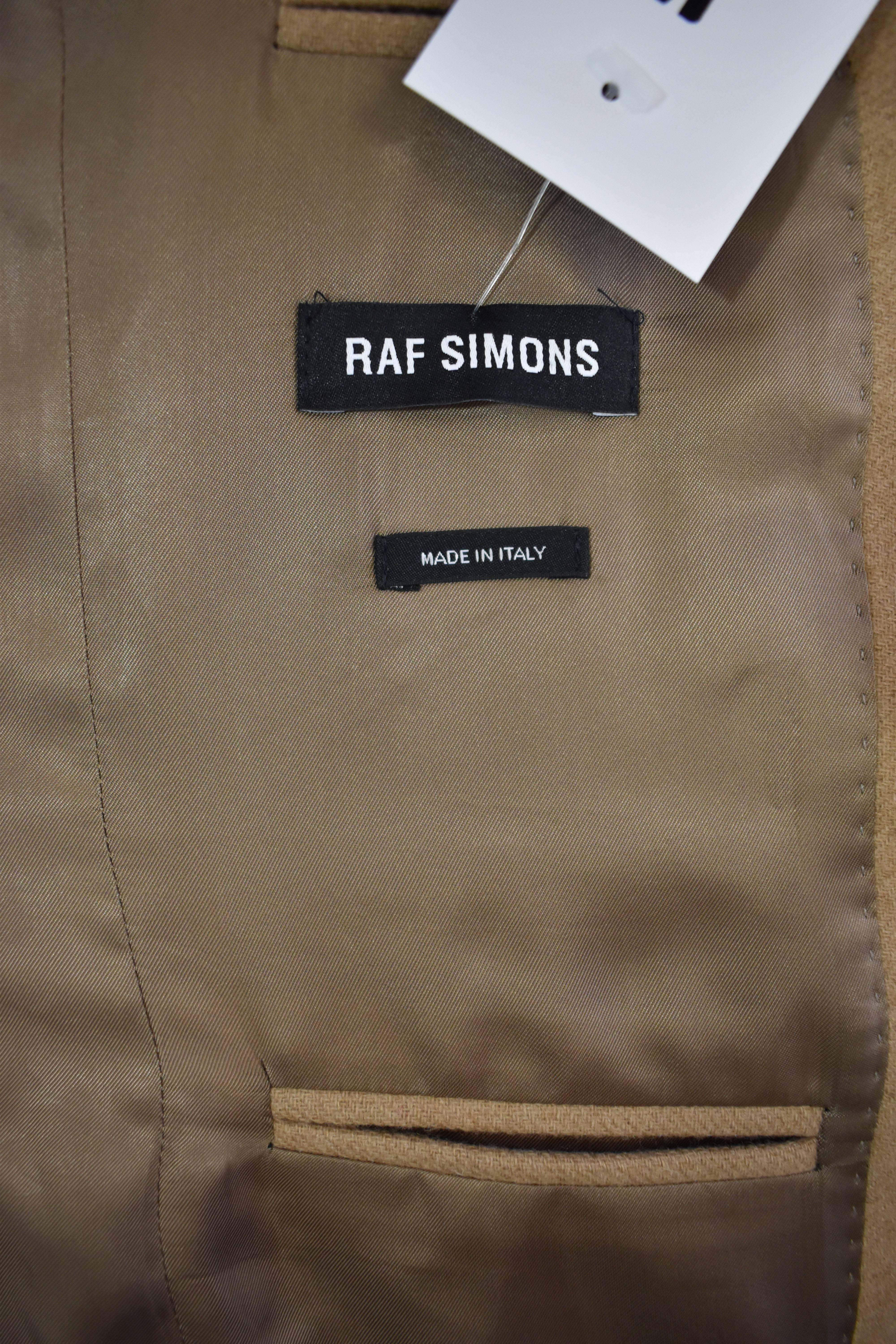 Raf Simons Camel Wool Blazer In Excellent Condition For Sale In London, GB