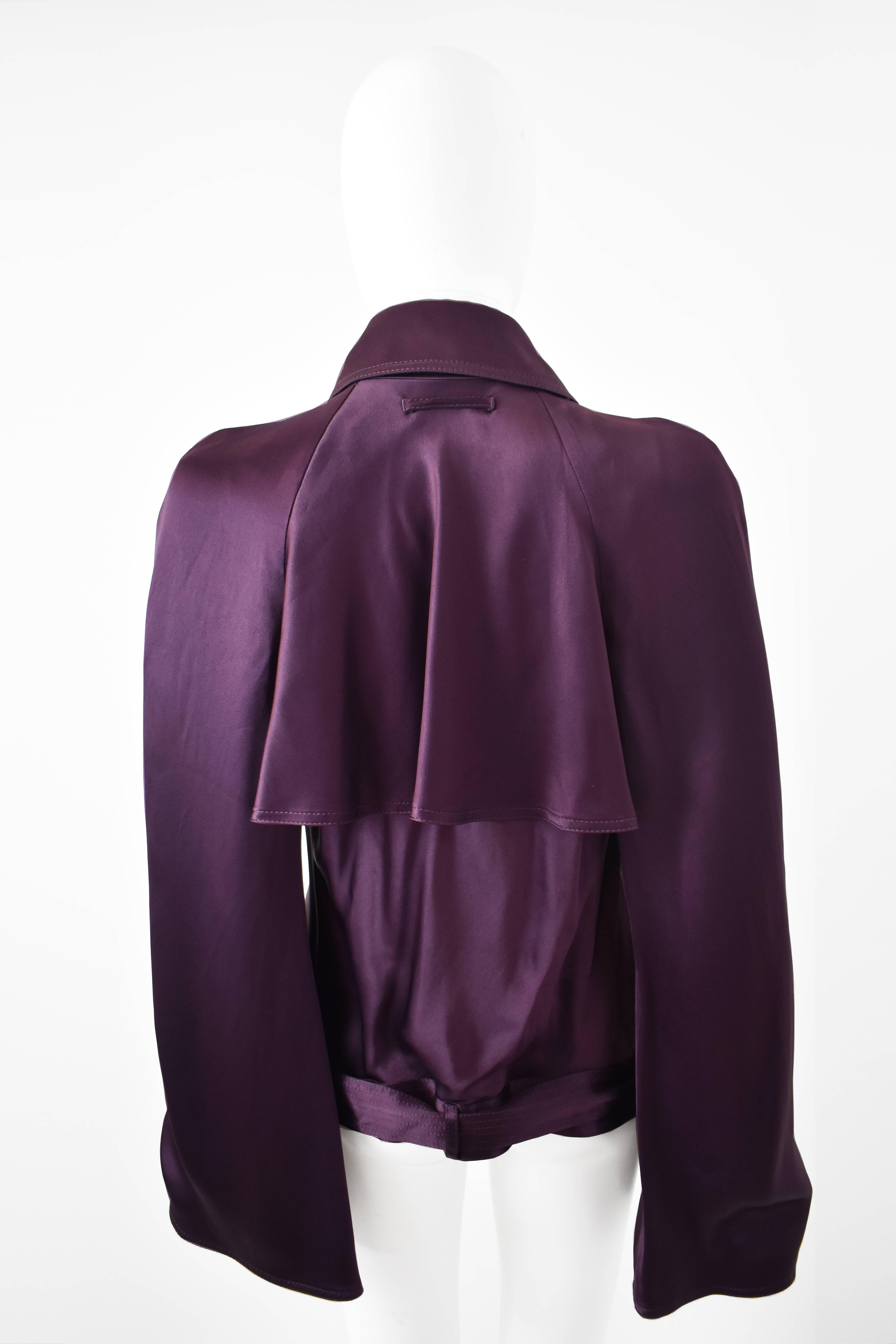  Gaultier Purple Ruffle Wrap-around Top with Bell Sleeves and Collar In Excellent Condition In London, GB