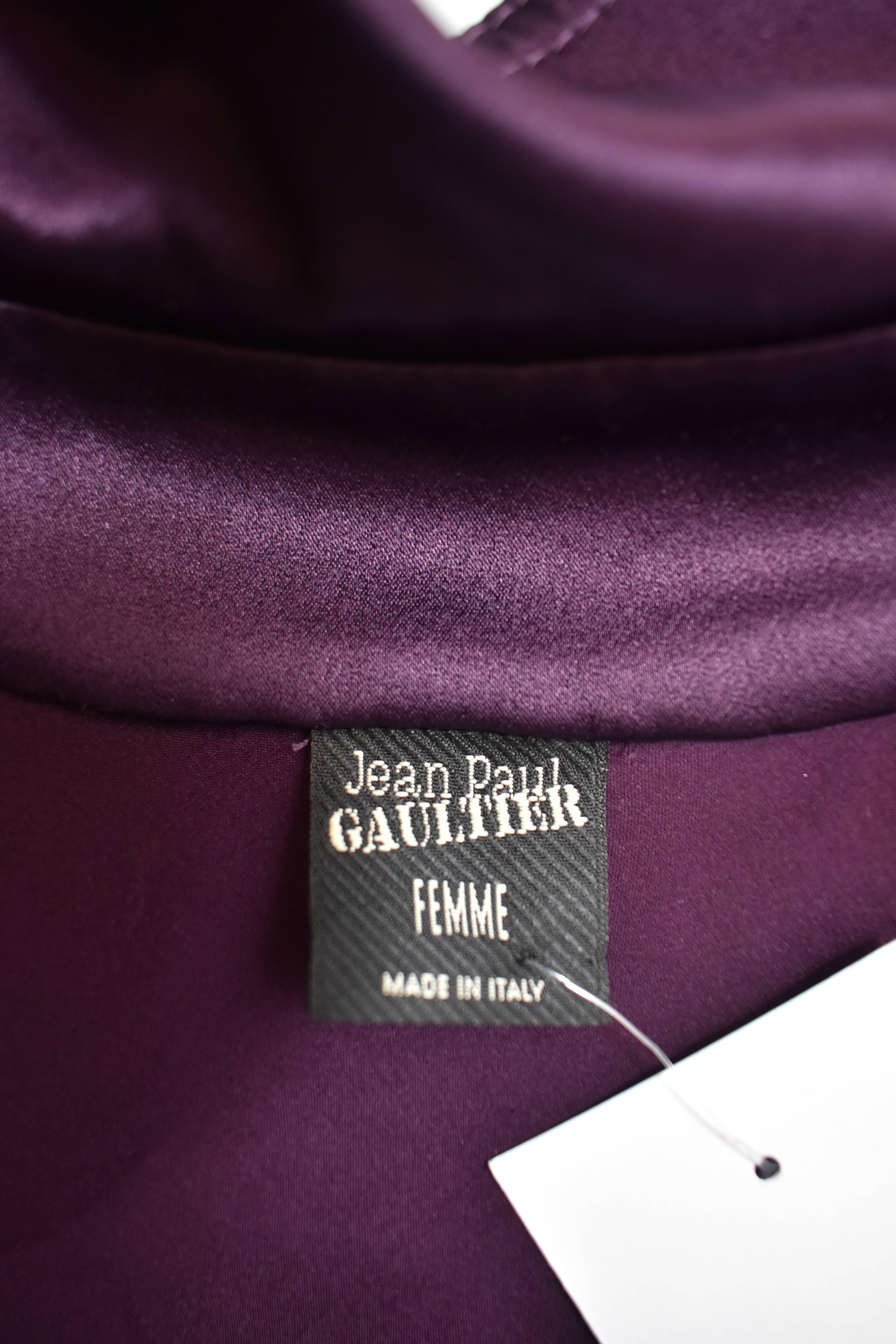 Women's  Gaultier Purple Ruffle Wrap-around Top with Bell Sleeves and Collar