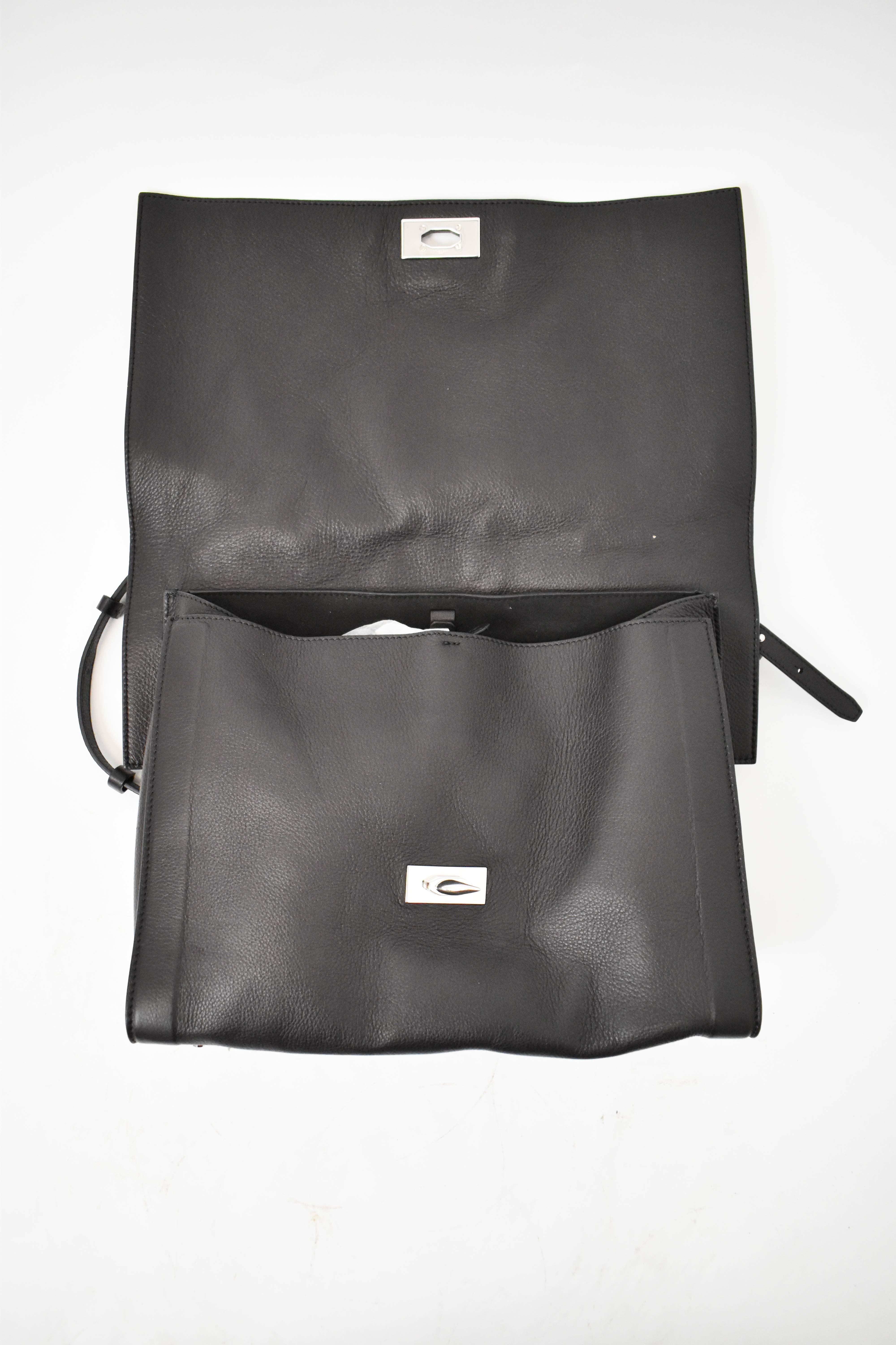 Givenchy Medium Shark Black Textured Leather Tote Bag  1