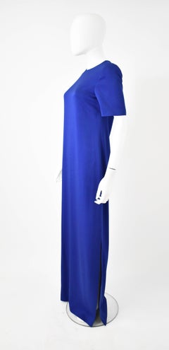Alexander McQueen Royal Blue Long Dress with Dramatic Leg Slits