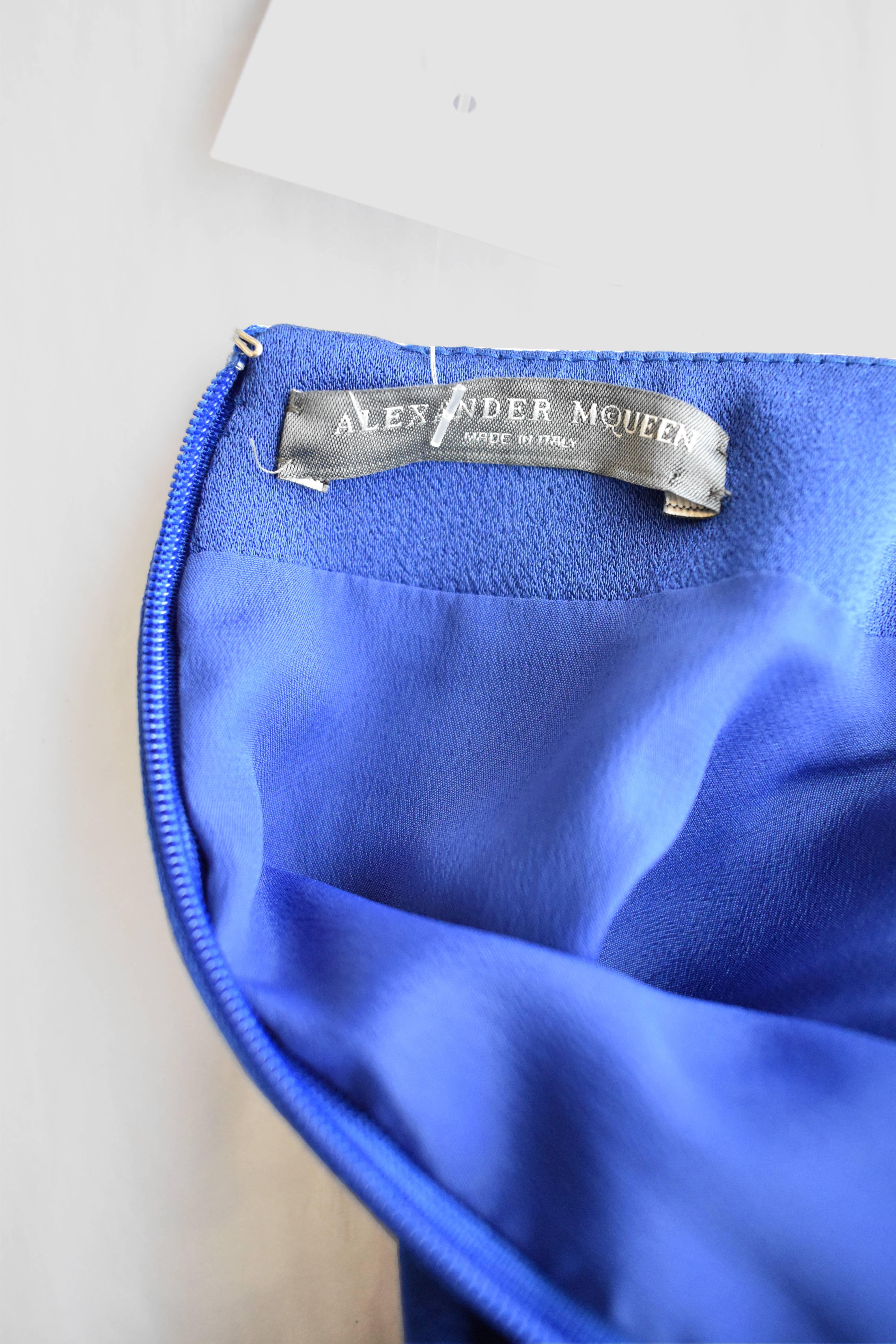 Women's Alexander McQueen Royal Blue Long Dress with Dramatic Leg Slits  For Sale