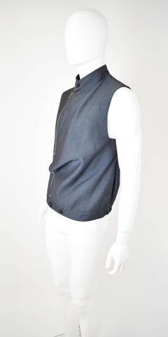 Alexander McQueen Grey Sleeveless Asymmetric Double Zip Jacket