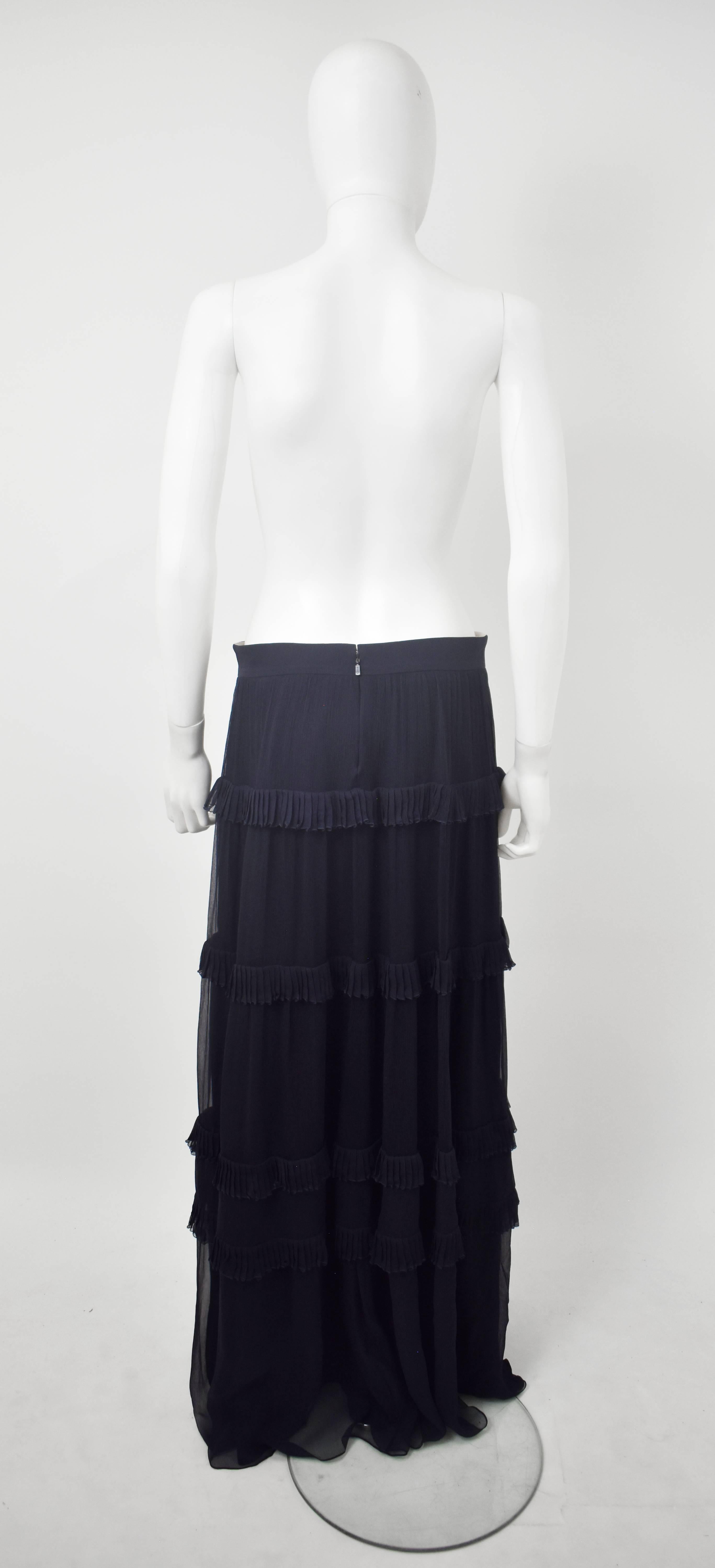 navy blue ruffle skirt
