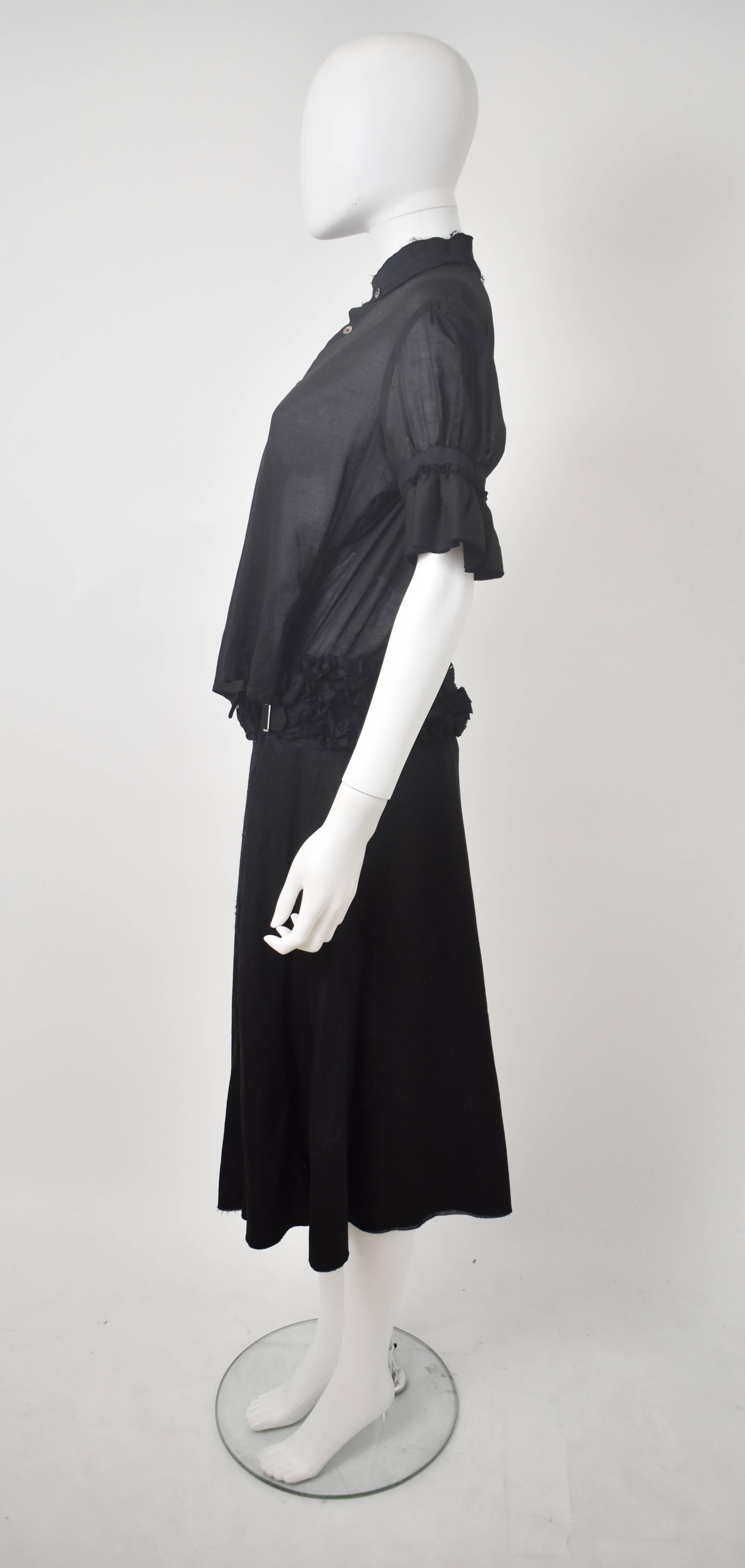 Comme des Garcons Tricot Black Dress with Sheer Top and Ruffle Detail Skirt 2007 In Excellent Condition In London, GB