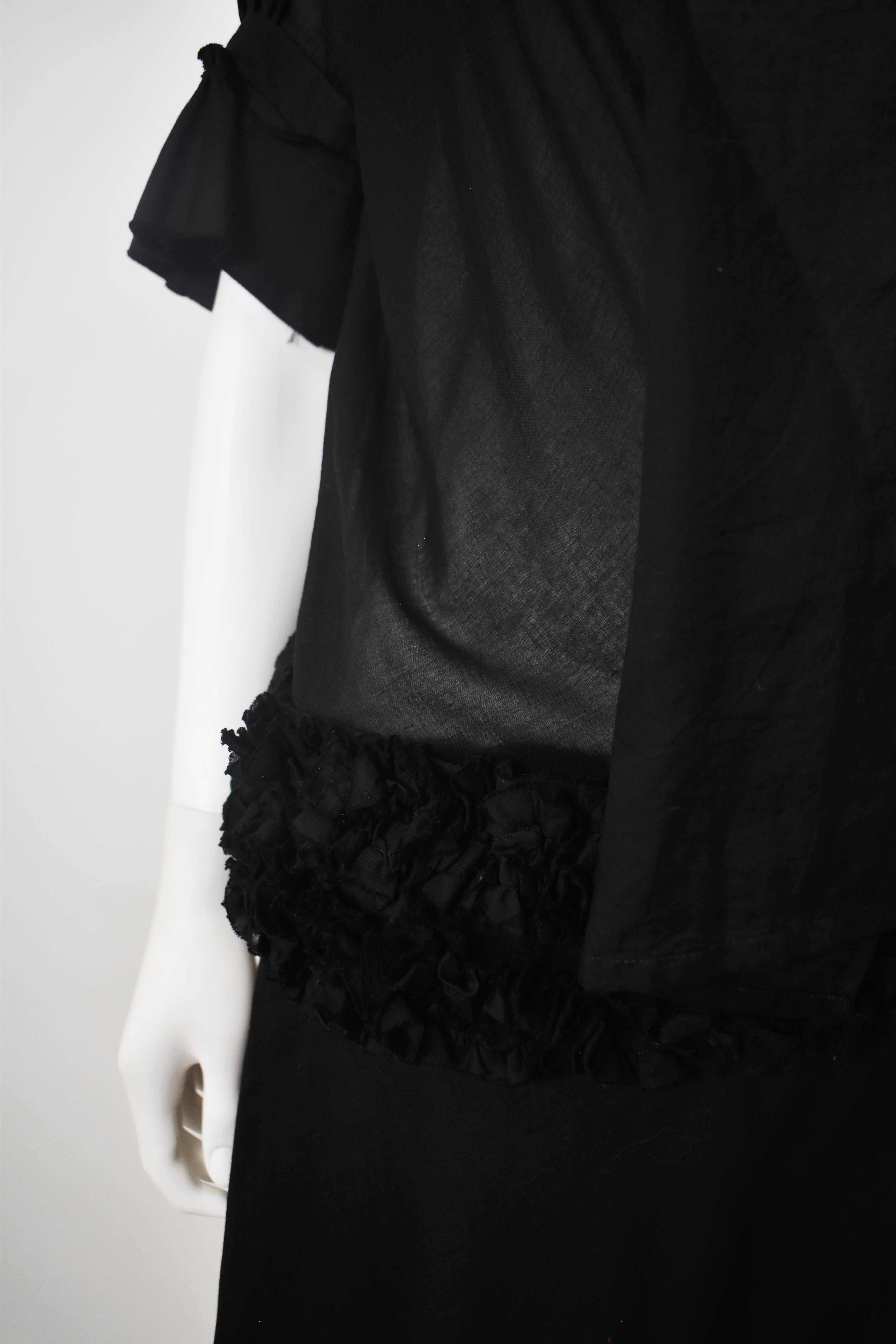 Comme des Garcons Tricot Black Dress with Sheer Top and Ruffle Detail Skirt 2007 2