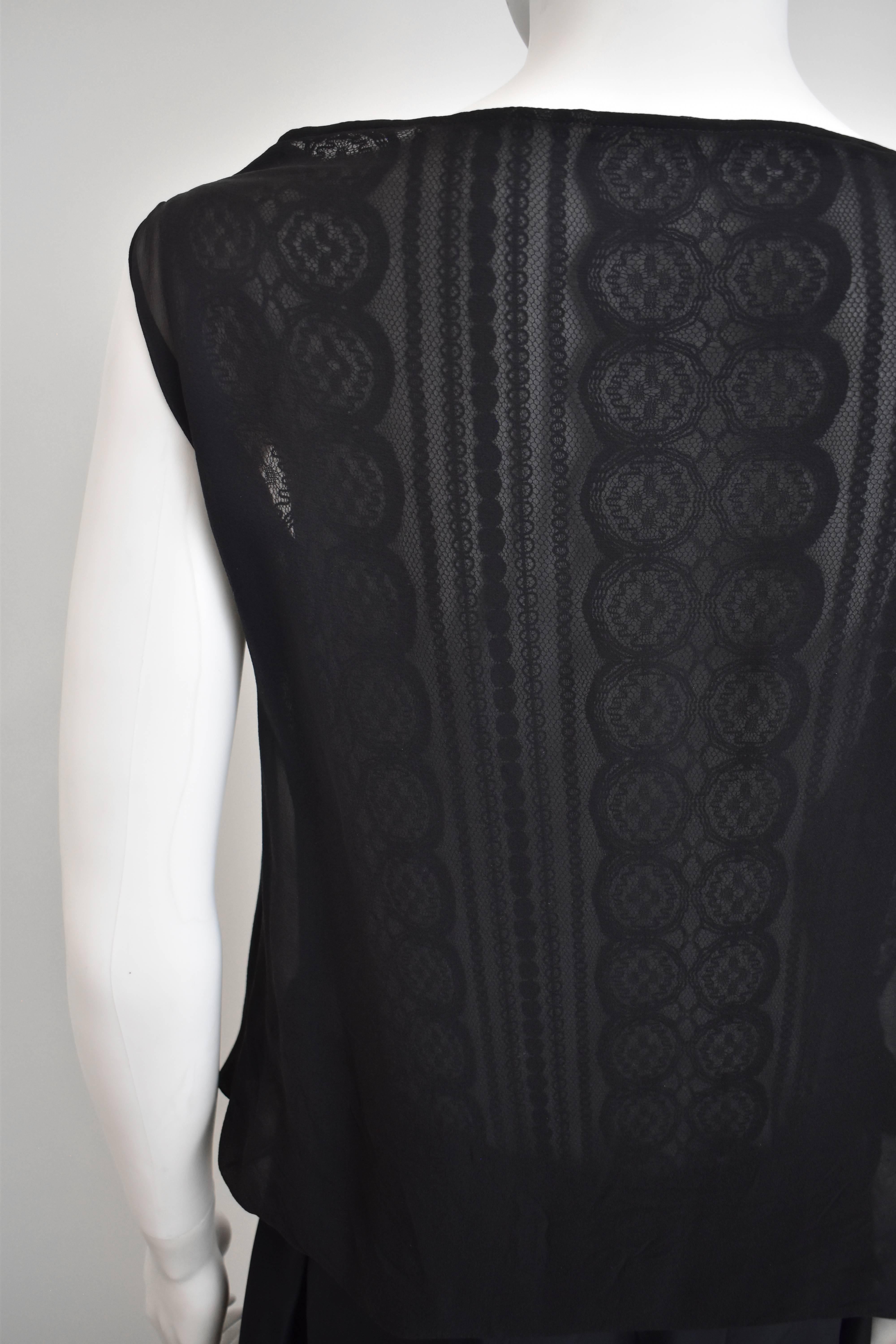Yohji Yamamoto Black Lace-Back Dress with Waist Belt  For Sale 1