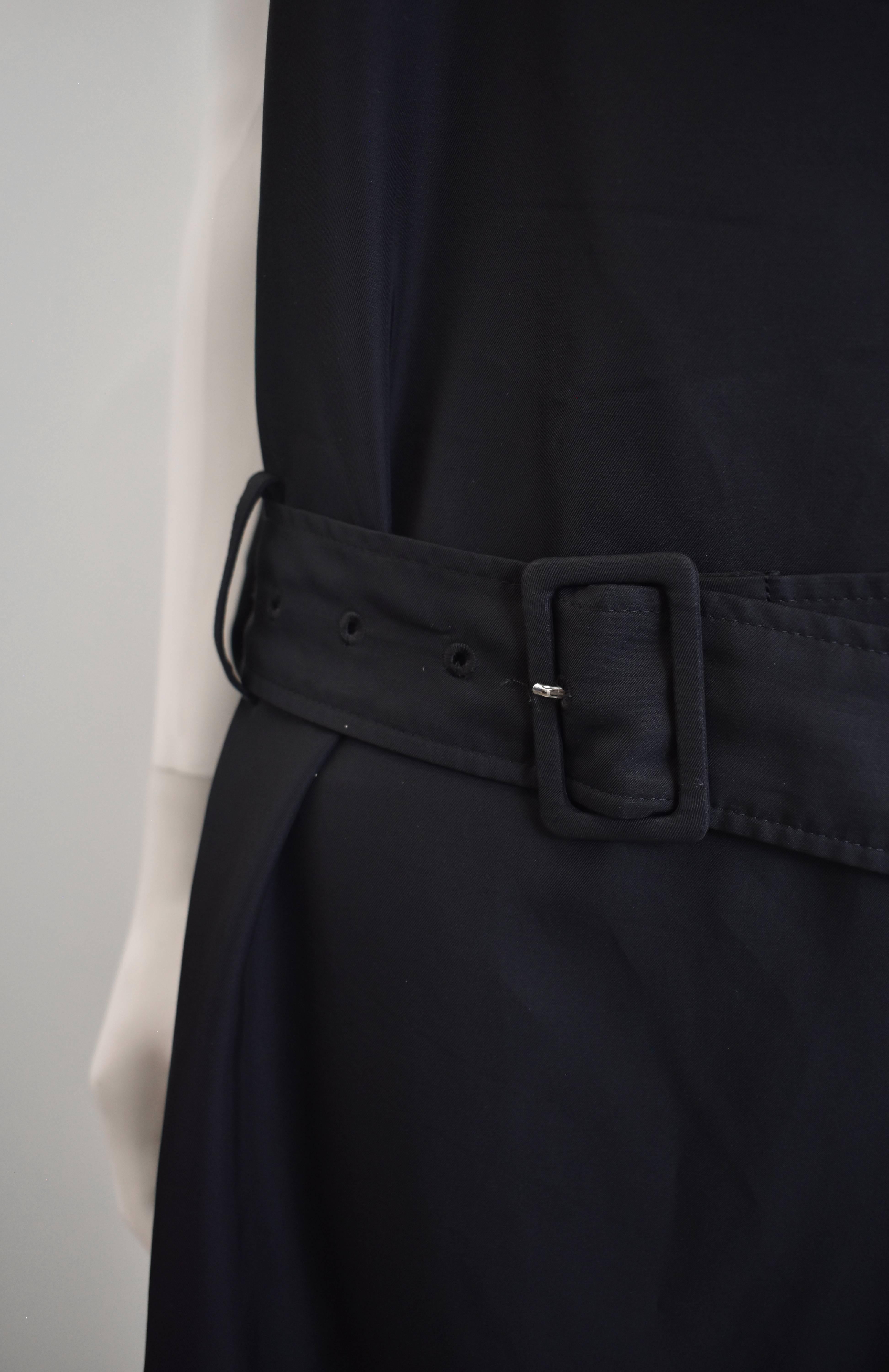 Yohji Yamamoto Black Lace-Back Dress with Waist Belt  For Sale 2
