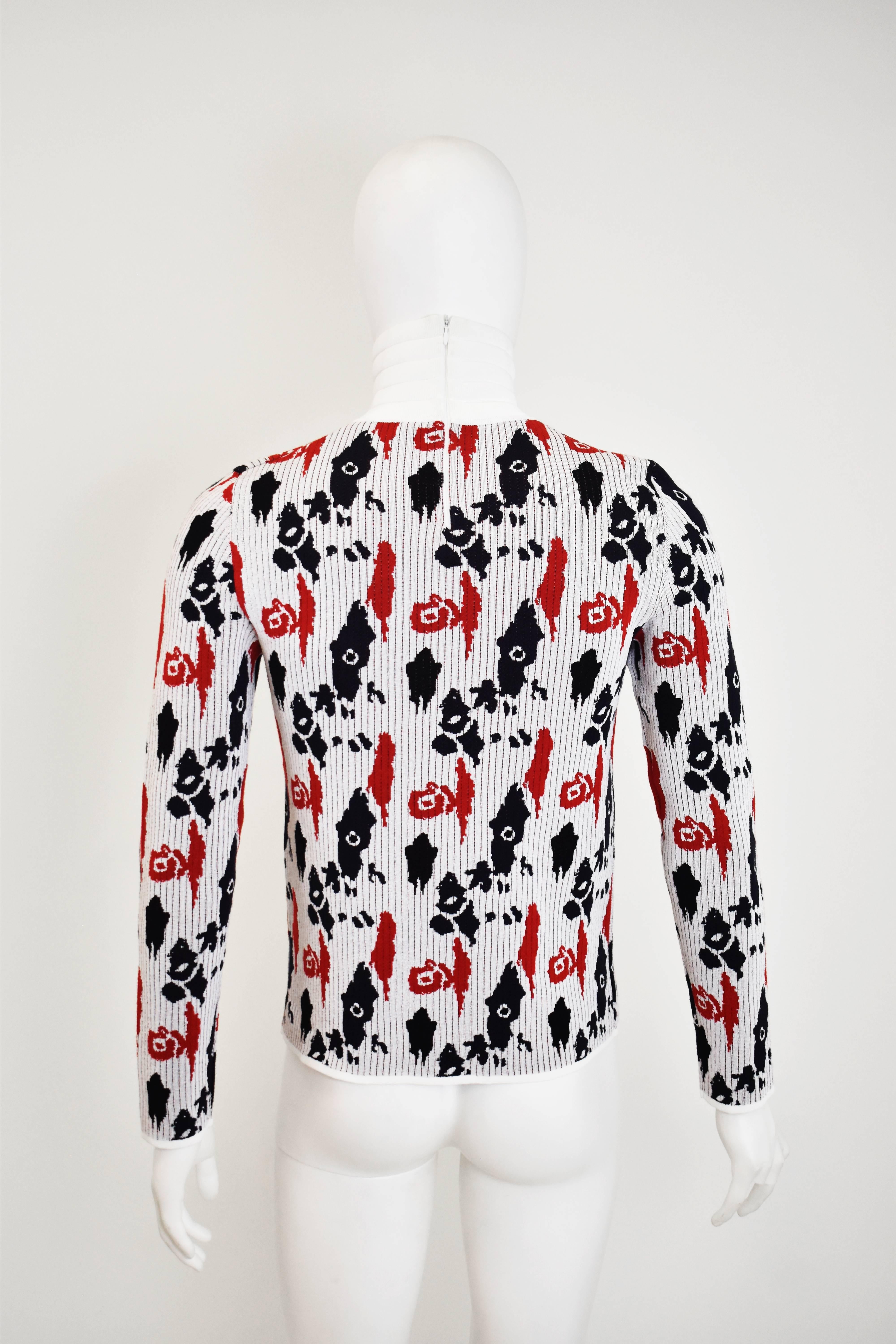 J.W. Anderson White, Red and Blue Abstract Pattern Knitted Turtleneck Jumper In Excellent Condition In London, GB