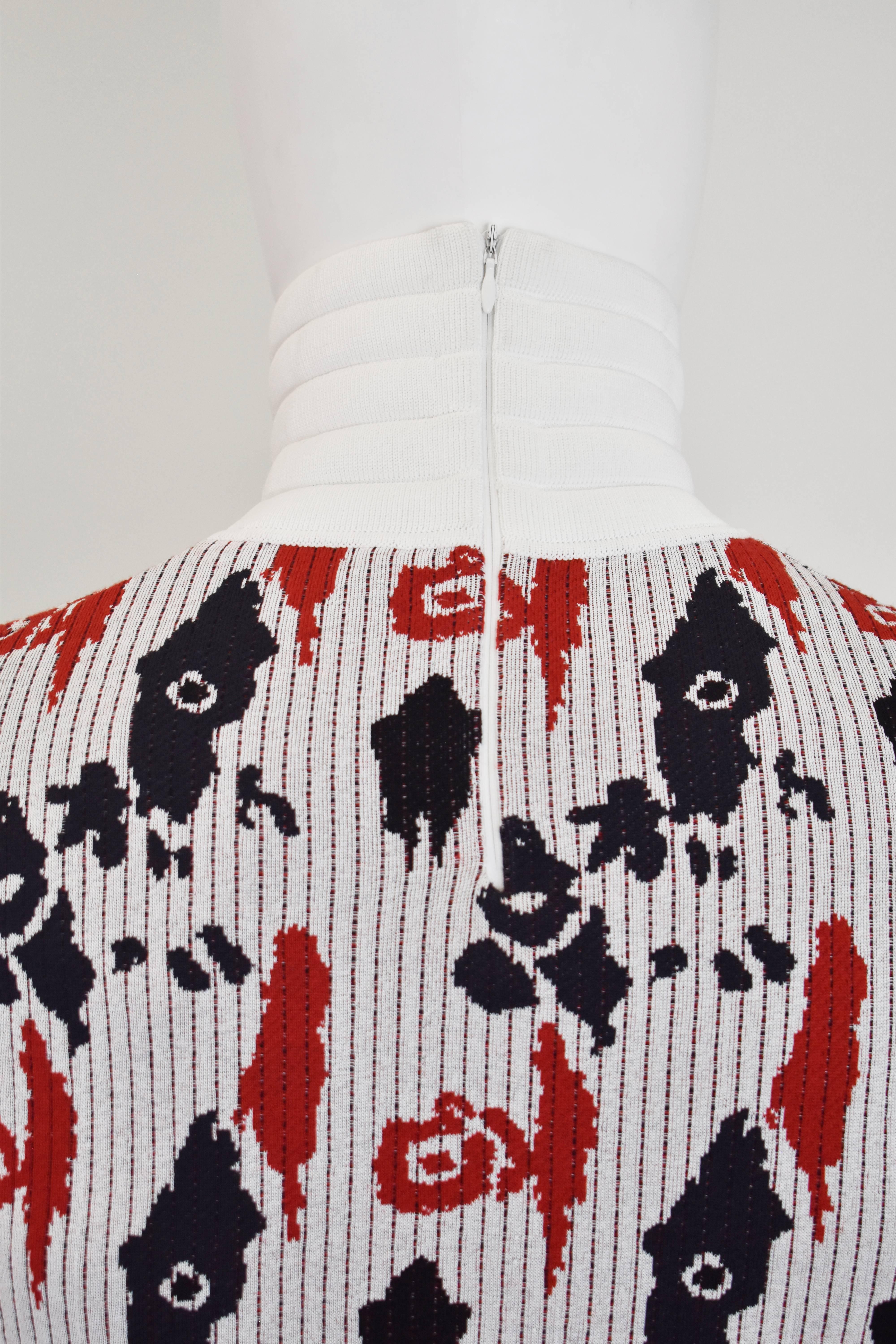 Men's J.W. Anderson White, Red and Blue Abstract Pattern Knitted Turtleneck Jumper