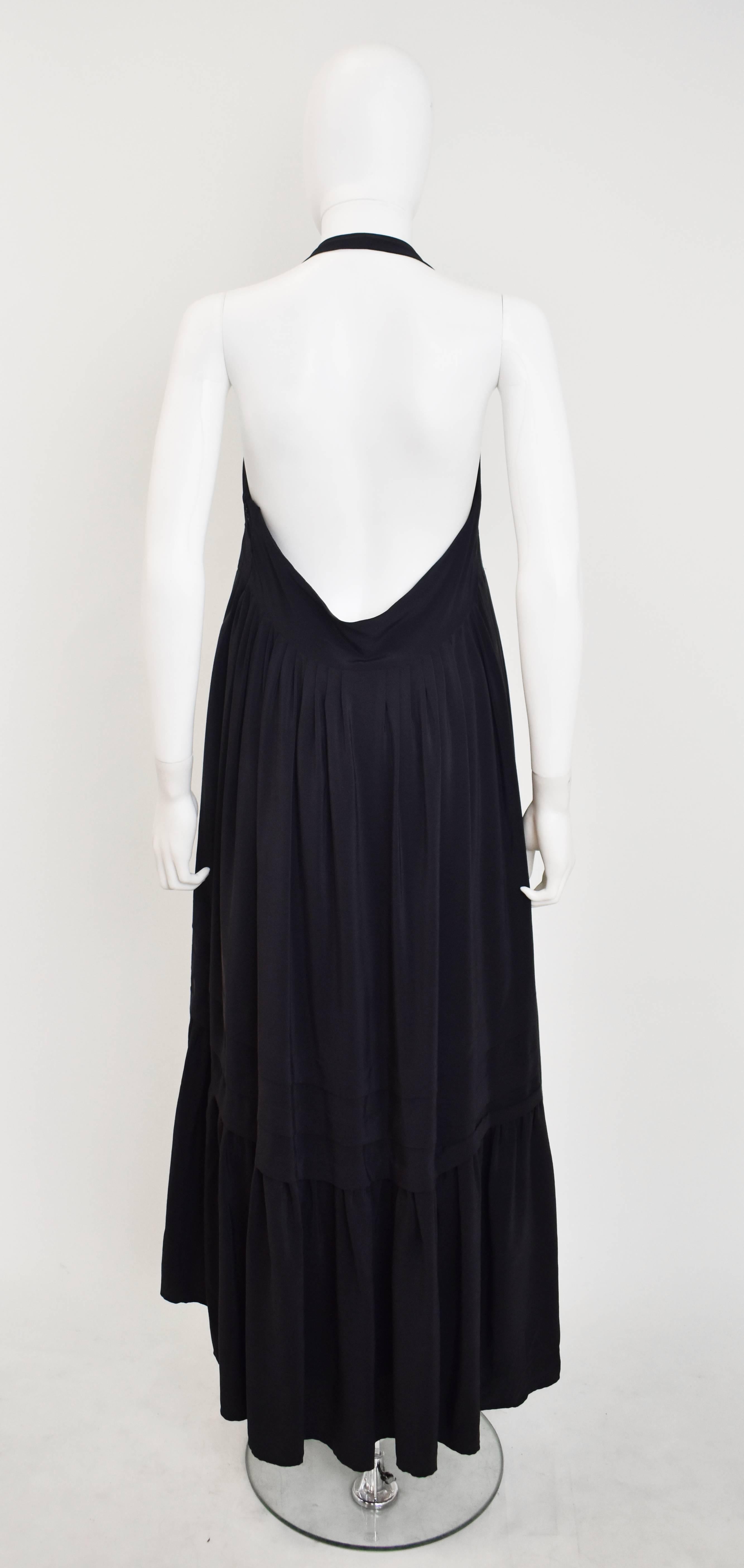 Women's Balenciaga Black Silk Halter Neck Ruffle Dress For Sale