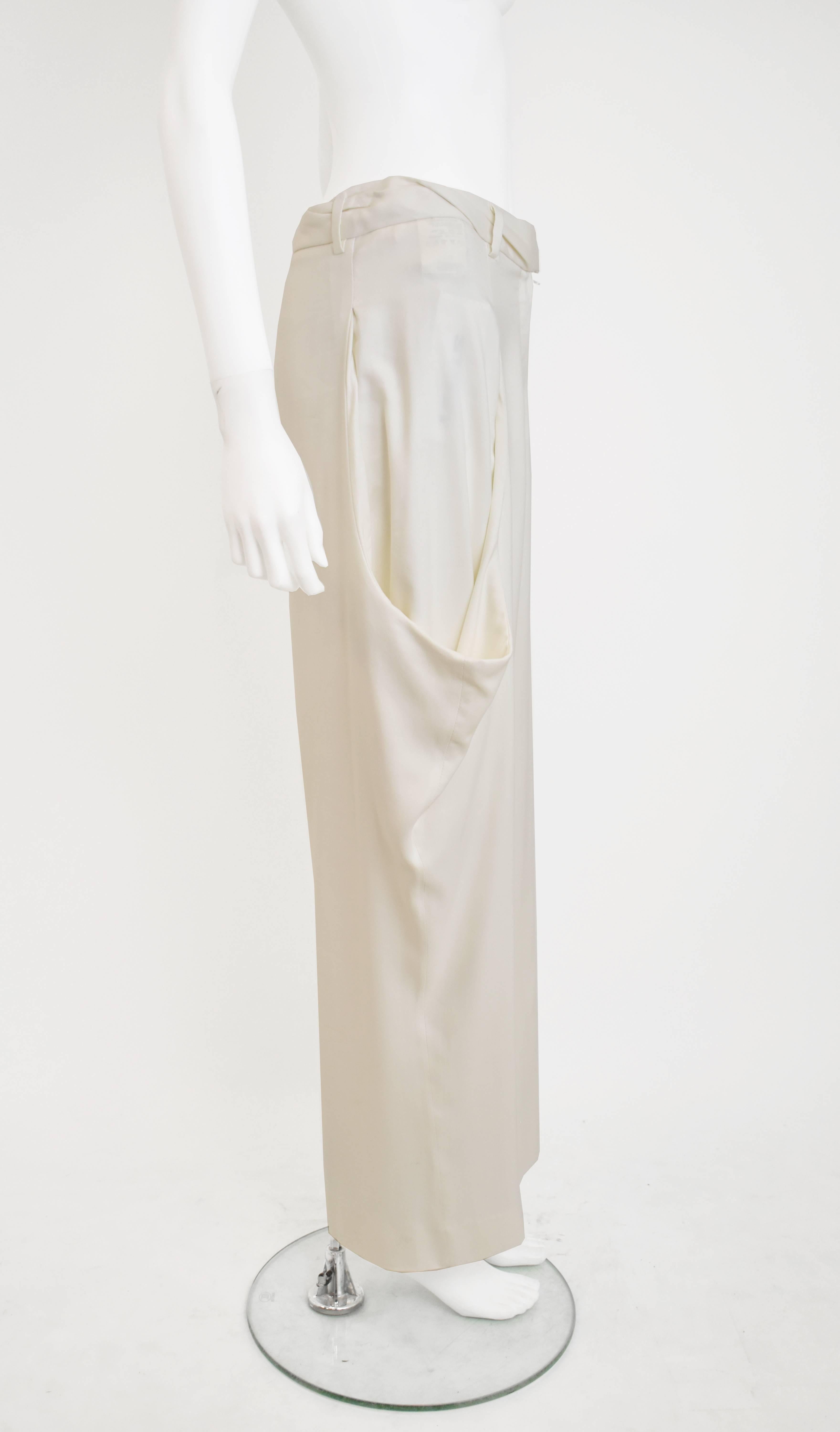 Gray Margiela White Cropped Trousers with Oversize Side Pockets Iconic White Label For Sale