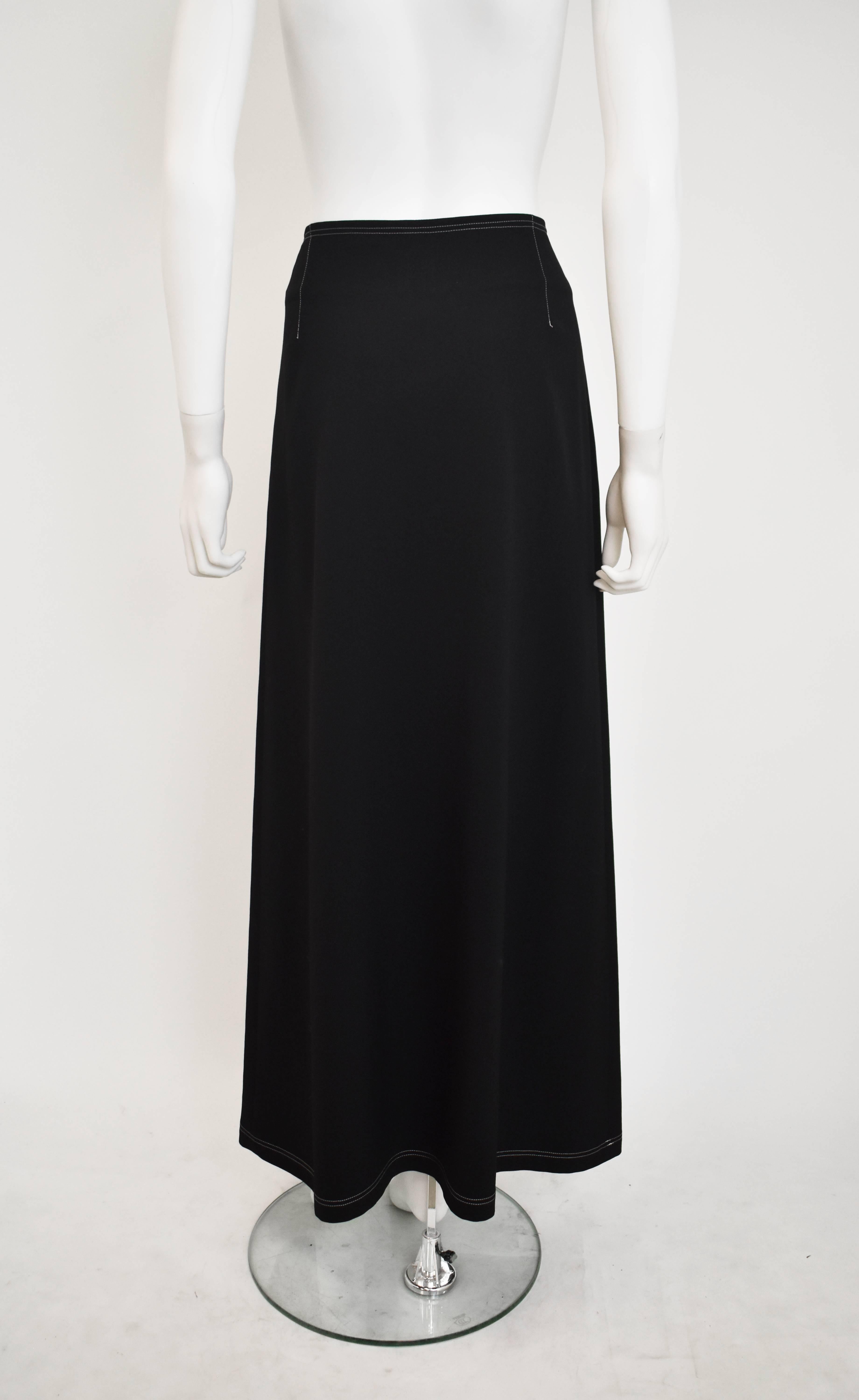 Y’s By Yohji Yamamoto Black A-Line Skirt with Contrast White Stitching and Pocke In Excellent Condition In London, GB